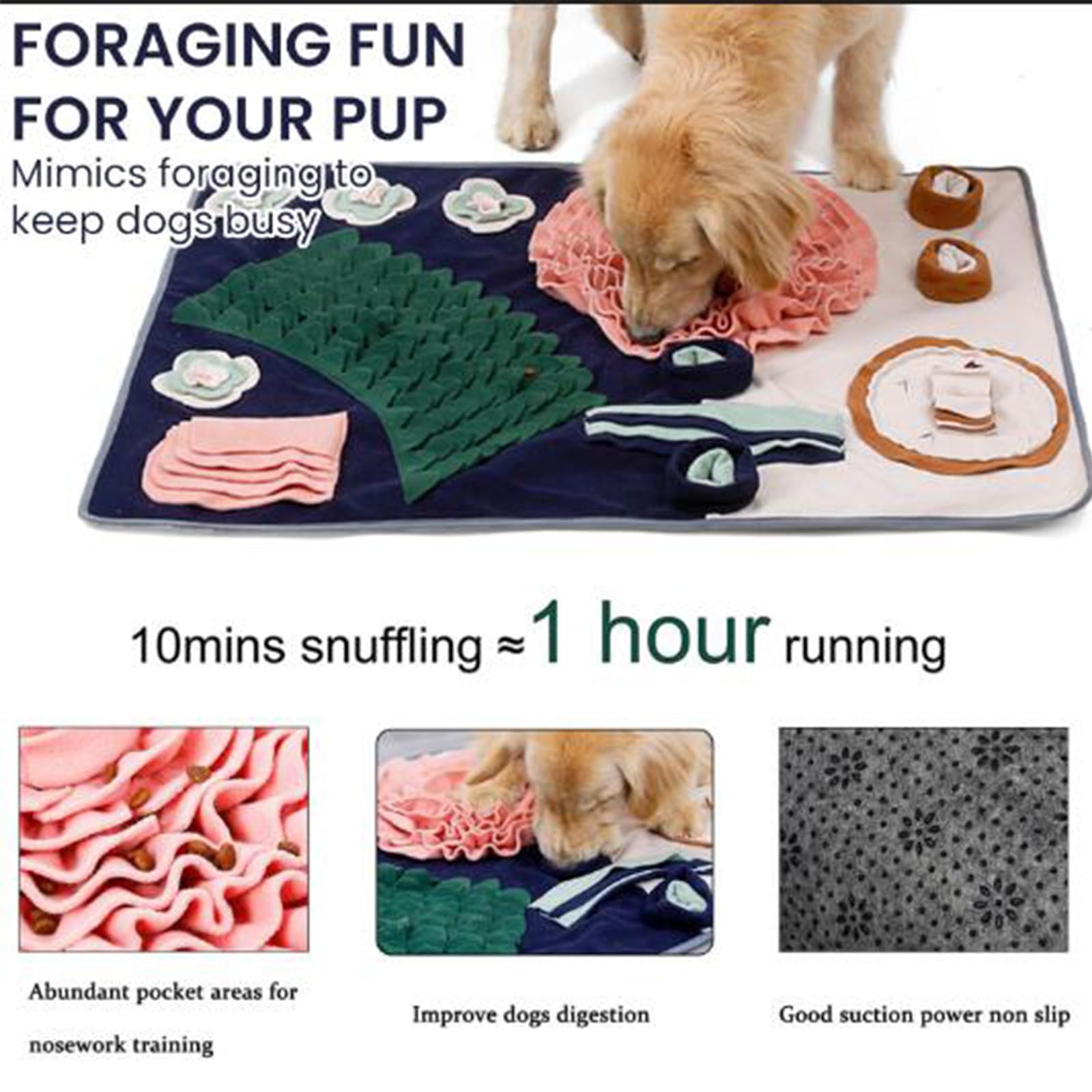 Tappeto Olfattivo Cane, 104X73cm Tappetino Olfattivo Cane Pieghevole, Lavabile Sniffing Fun Mat,Il Tappetino Olfattivo per Cani Giochi Interattivi Attivazione Mentale Cane