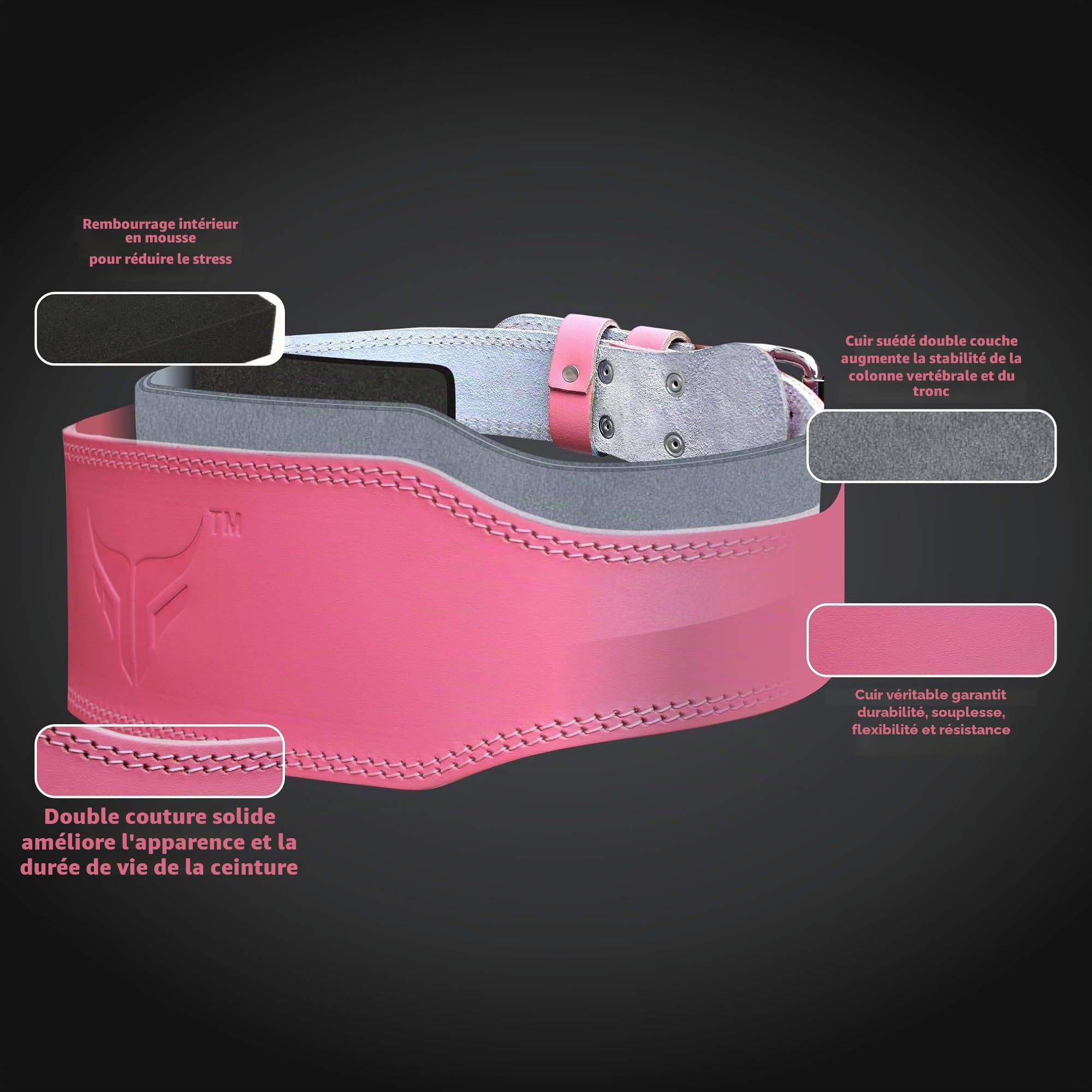 Mytra Fusion ceinture musculation femme ceinture musculation Cuir véritable ceinture fitness femme pour Gym, Fitness, Workout, Haltérophilie, Deadlift et Powerlifting