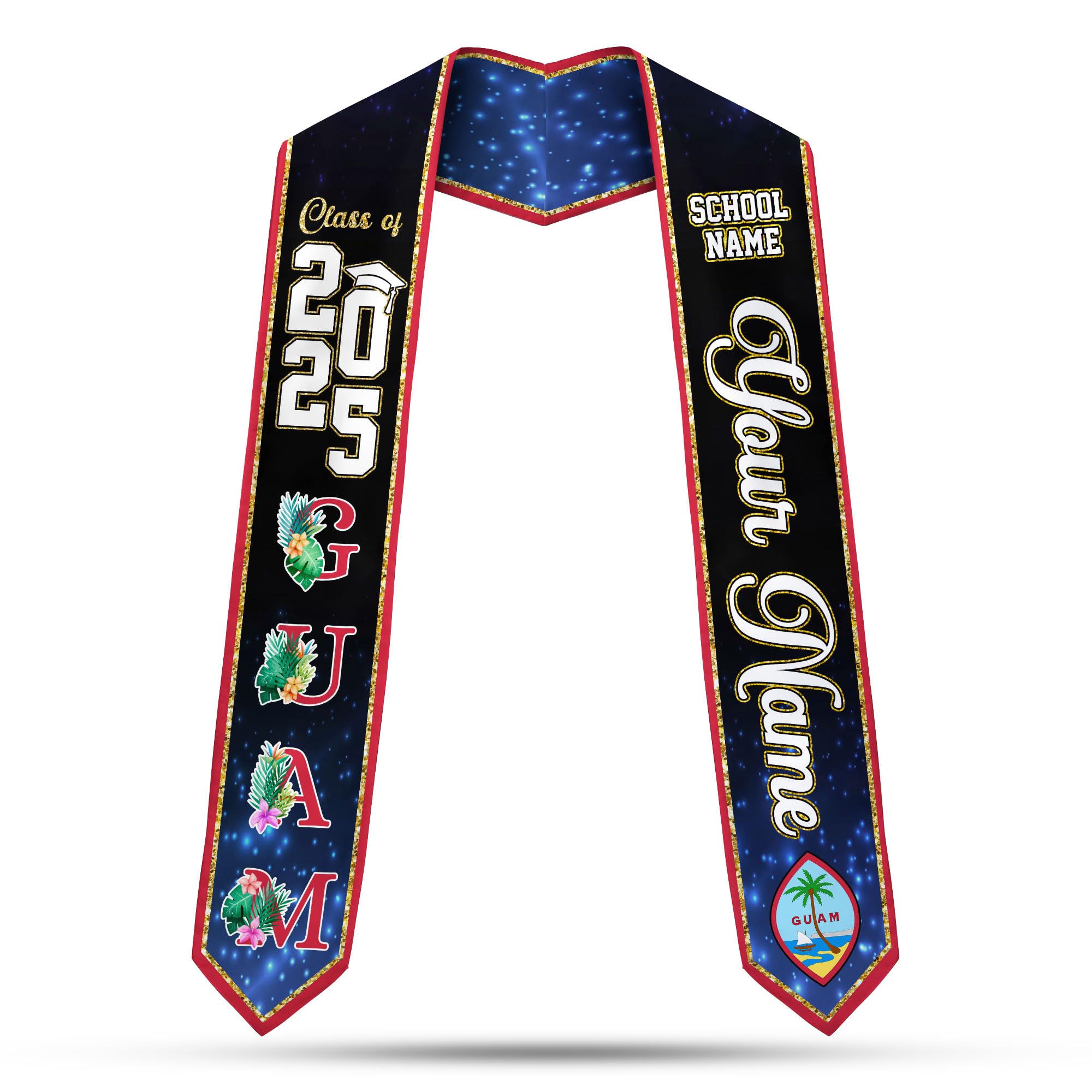 MonkeyVan Guam Graduation Sash Guam Guamanian Flag Stole Guam Sash Graduation 2025 Guam Graduation Stole 2025 Class of 2025 Gu10