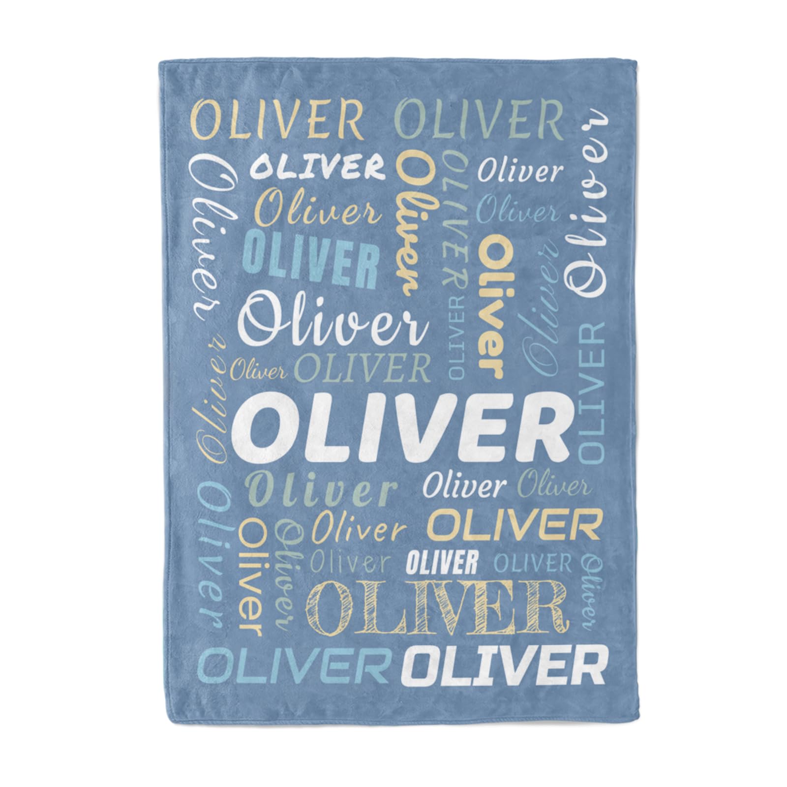 Custom Name Blanket for Baby Boy Girl,Personalized Throw Blanket with Name,Personalized Full Name print Blanket for Adults Kids,Personalized Gifts Keepsake Flannel Blanket(Denim Blue) — image 1