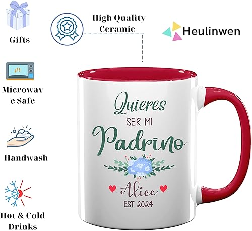 Miniatura 10 de Padrinos De Bautizo Propuesta Set 2 Tazas Café 11Oz, Quieres Ser Mis Padrinos De Bautizo, Quieres Ser Mi Madrina est 2024, Recuerdos De Bautizo Para