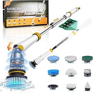 GGBOOMGG Electric Spin Scrubber for Dewalt 20V Battery(Battery NOT Included), 1200 RPM Cordless Adjustable Arm Cleaning Brush with Smart Display, 8 Heads Powered Shower Scrubber with Hook Gloves