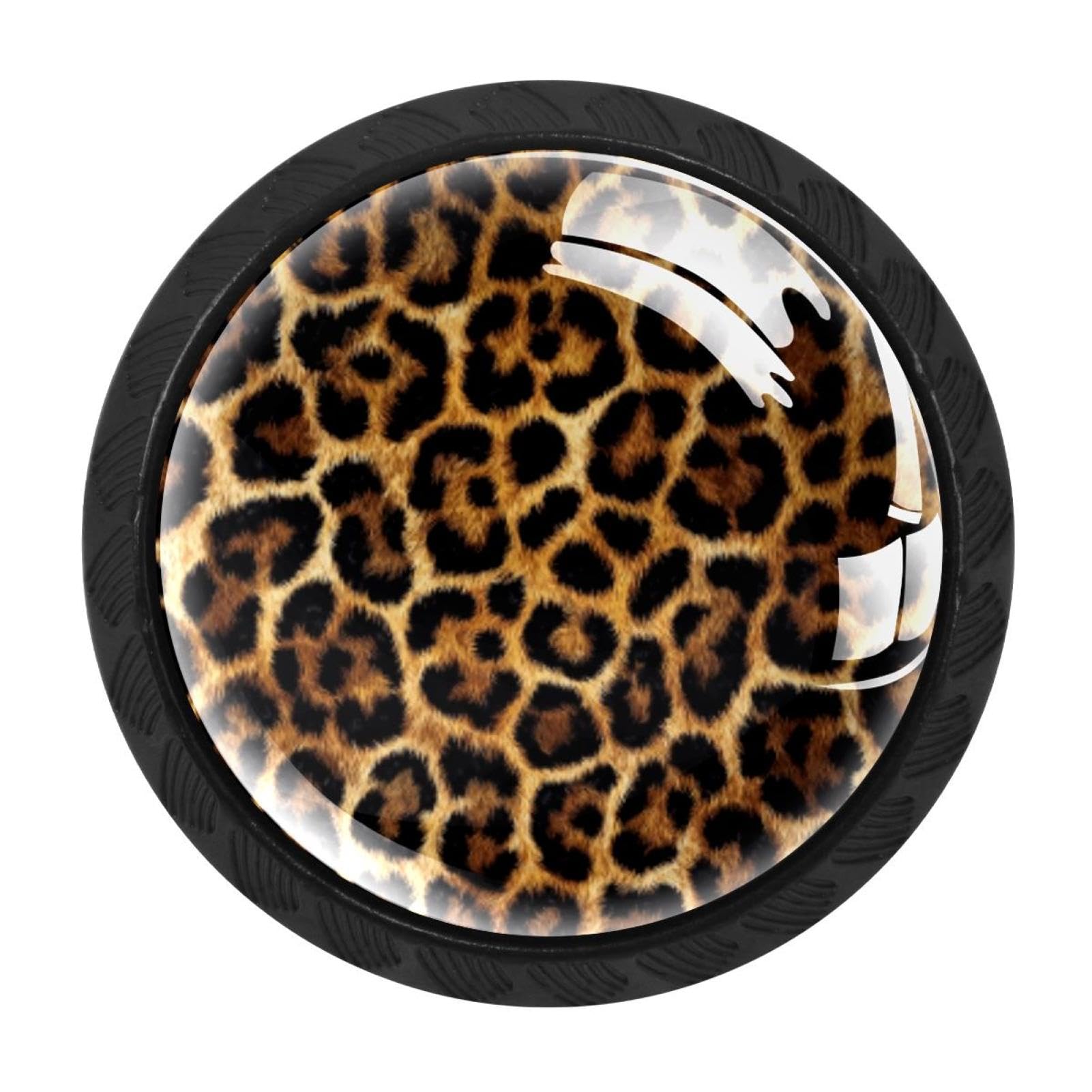 Chenzzzz Multicolored 02 Leopard Pattern Cabinet Knobs 4 Pieces Drawer Kitchen Cabinets Dresser Cupboard Wardrobe Unique Pulls Handles
