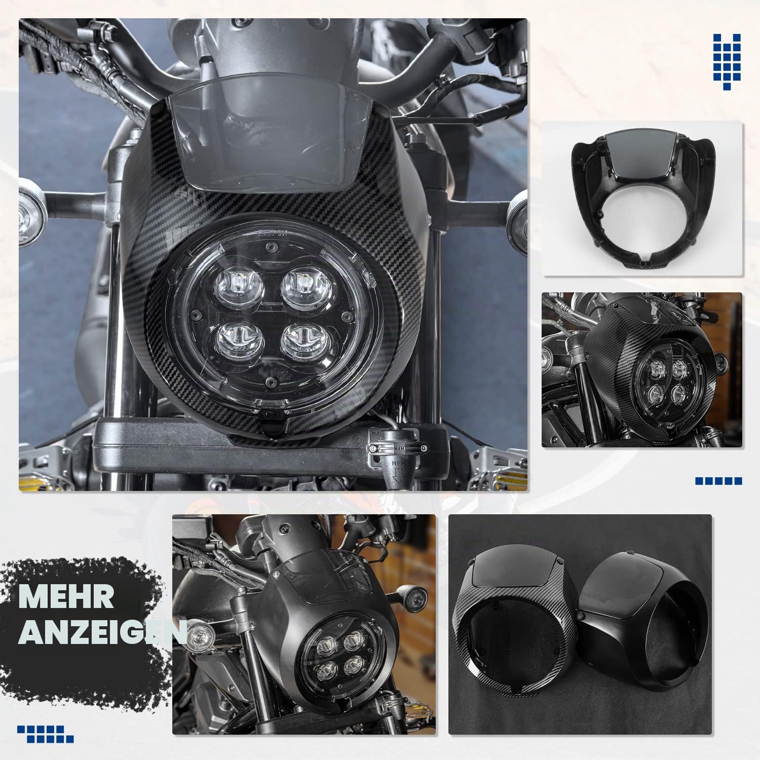 Motorrad Frontscheinwerfer Verkleidung Maske Abdeckung Windschutzscheibe Windschutzscheibe Scheinwerferschutz Visier für Rebel CMX 1100 cm 1100 CMX1100 CM1100 Zubehör 2021 2022 2023 (Schwarz)