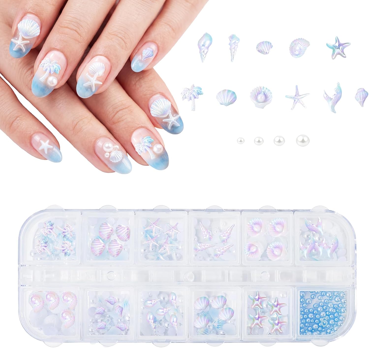 Summer Nail Rhinestones Ocean Theme Shell Starfish Nail Charms
