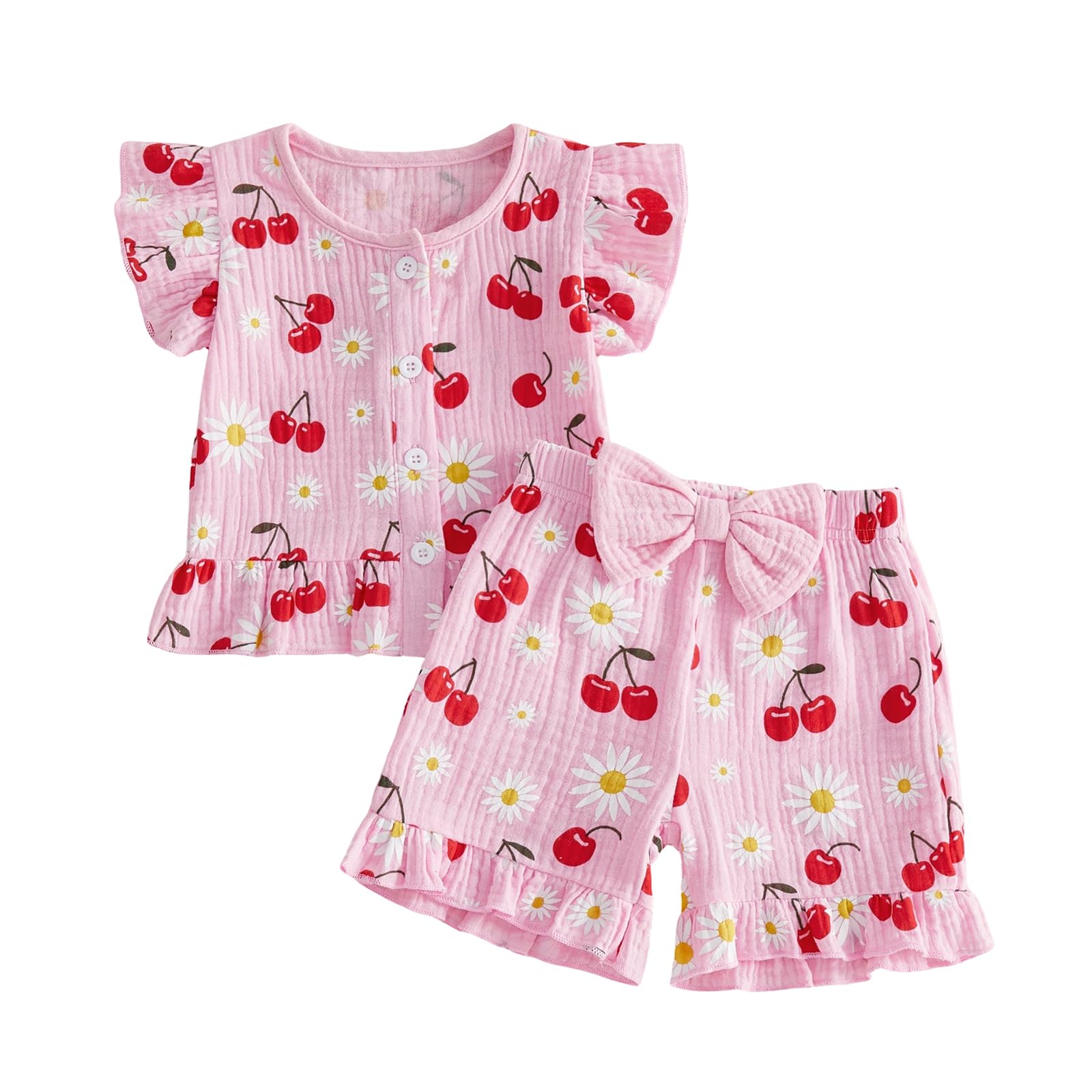Toddler Baby Girl Summer Clothes Infant Girl Plaid Outfit Strawberry Ruffle Gingham Shirts Dress Tank Top Shorts Set — view 39