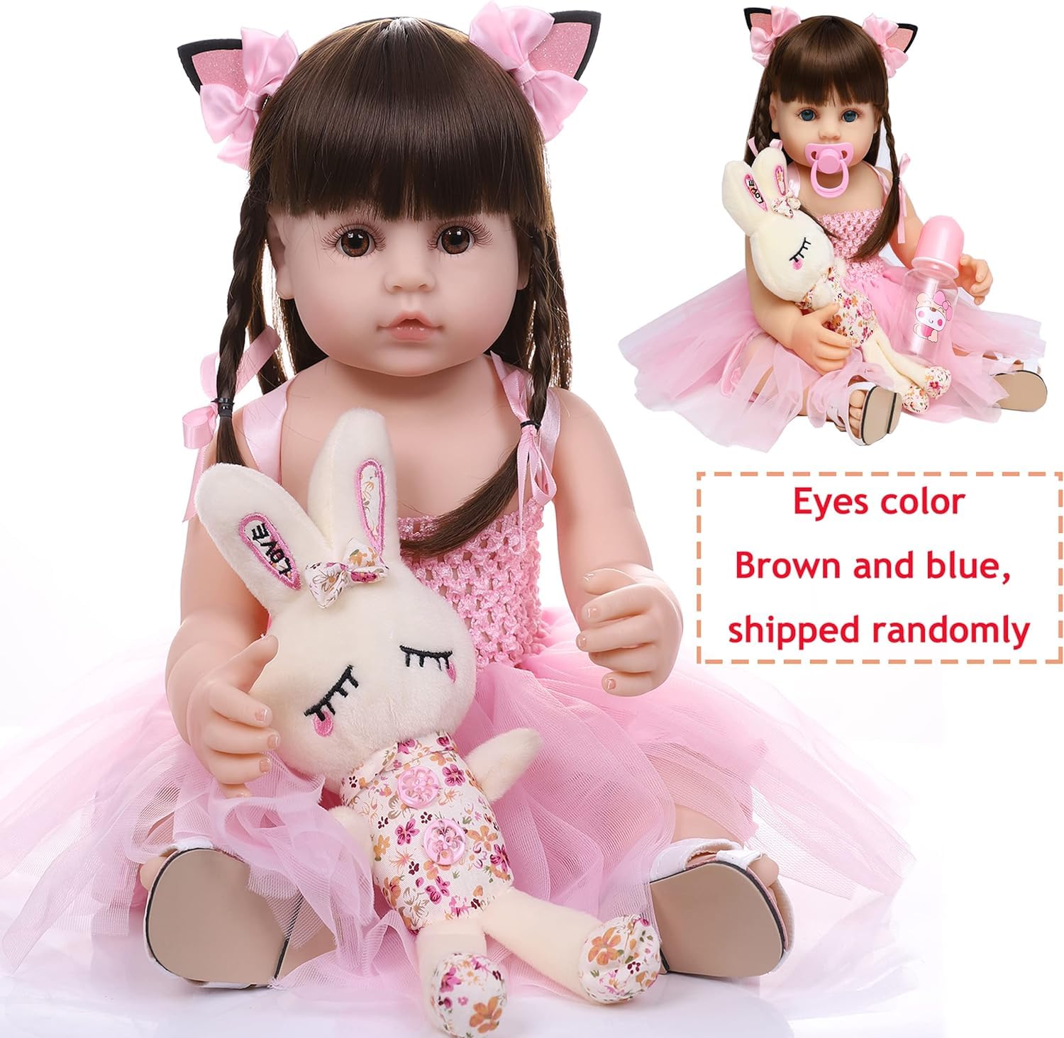 ZIYIUI Bambole Reborn Femmine 22 Pollici 55 cm Realistico Bambole Reborn Originali Tutta in Silicone Bambole Neonate che Sembrano vere Ragazza Giocattolo per bambini