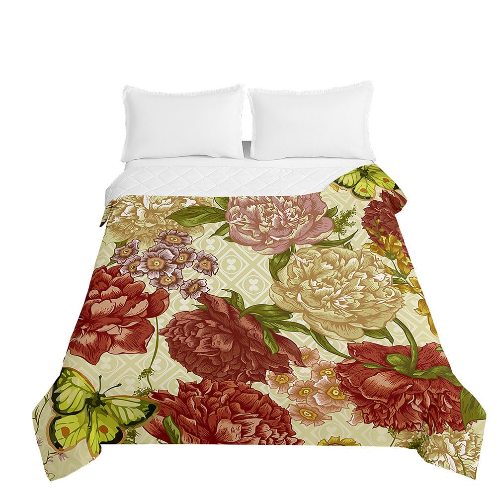 Highdi Couvre Lit Matelassé, Microfibre Dessus De Lit, 3D Plage Couvre-lit Poids Léger Couverture Lit, Pour Couvre Lit 1 Personne Couverture Lit 2 Personnes (220x240cm,étoile Mer Rouge