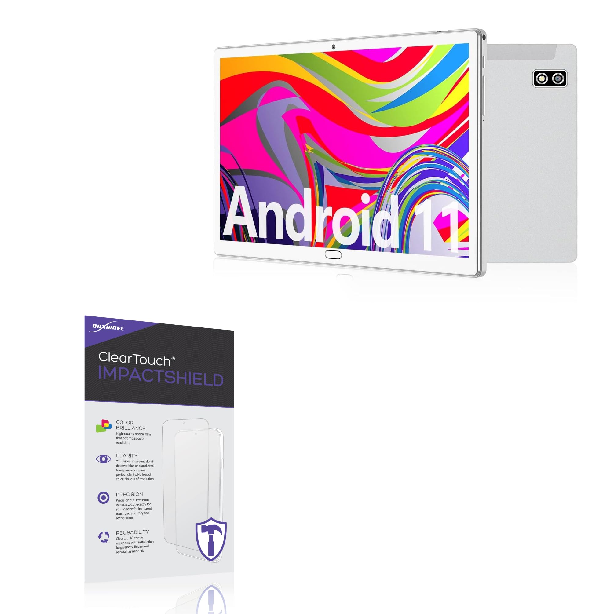 BoxWave Screen Protector Compatible With TOOTON Android 11 Tablet TT-10 (10.1 in) - ClearTouch ImpactShield (2-Pack), Impenetrable Screen Protector Flexible Film