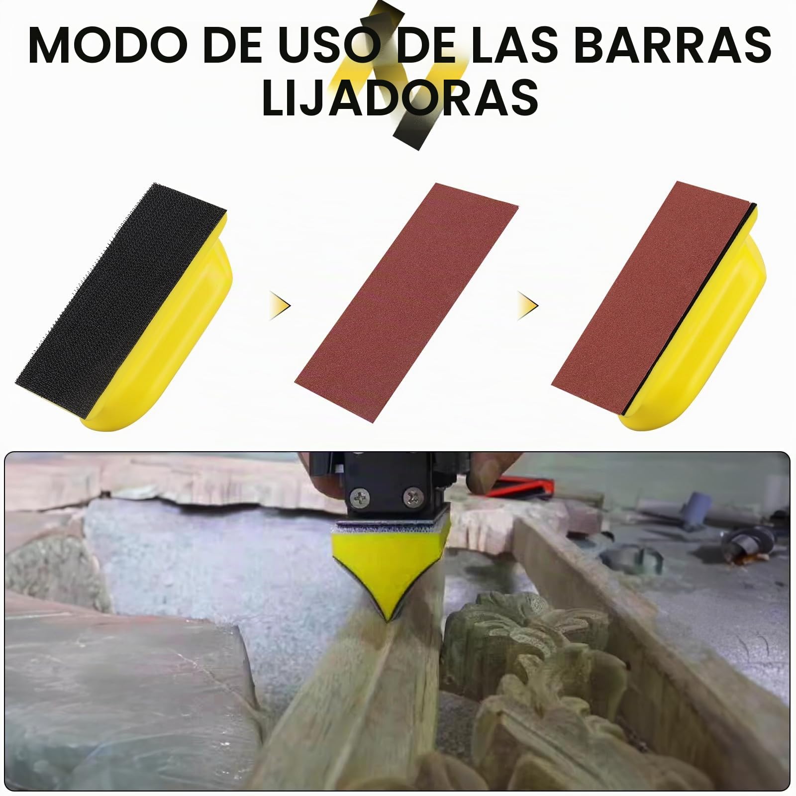 Ensemble de 16 Bloques de lijado,gancho bucle mano bloque, almohadilla placa de respaldo, ponçage à crochets Forme convexe et concave pour le travail du bois, meubles, la peinture automobile