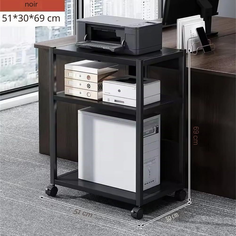 Support pour Tour d'ordinateur à 3 Niveaux, Réglable en Hauteur avec roulettes, Support pour PC CPU en pour Salon, Chambre à Coucher, Bureau, 51 x 30 x 69 cm, Noir
