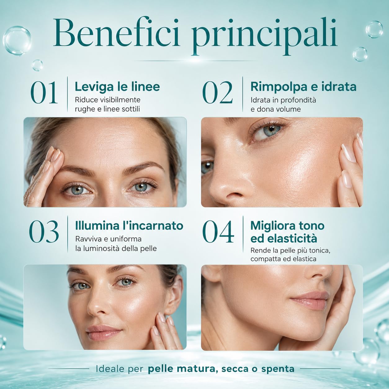 Linfa Cosmetics Serum Retinol Colágeno Anti-Edad Suero Facial Suero Antiarrugas con Retinol, Colágeno, Ácido Hialurónico y Oro Cosmético, Hidratante y Rellenador, 30 ml