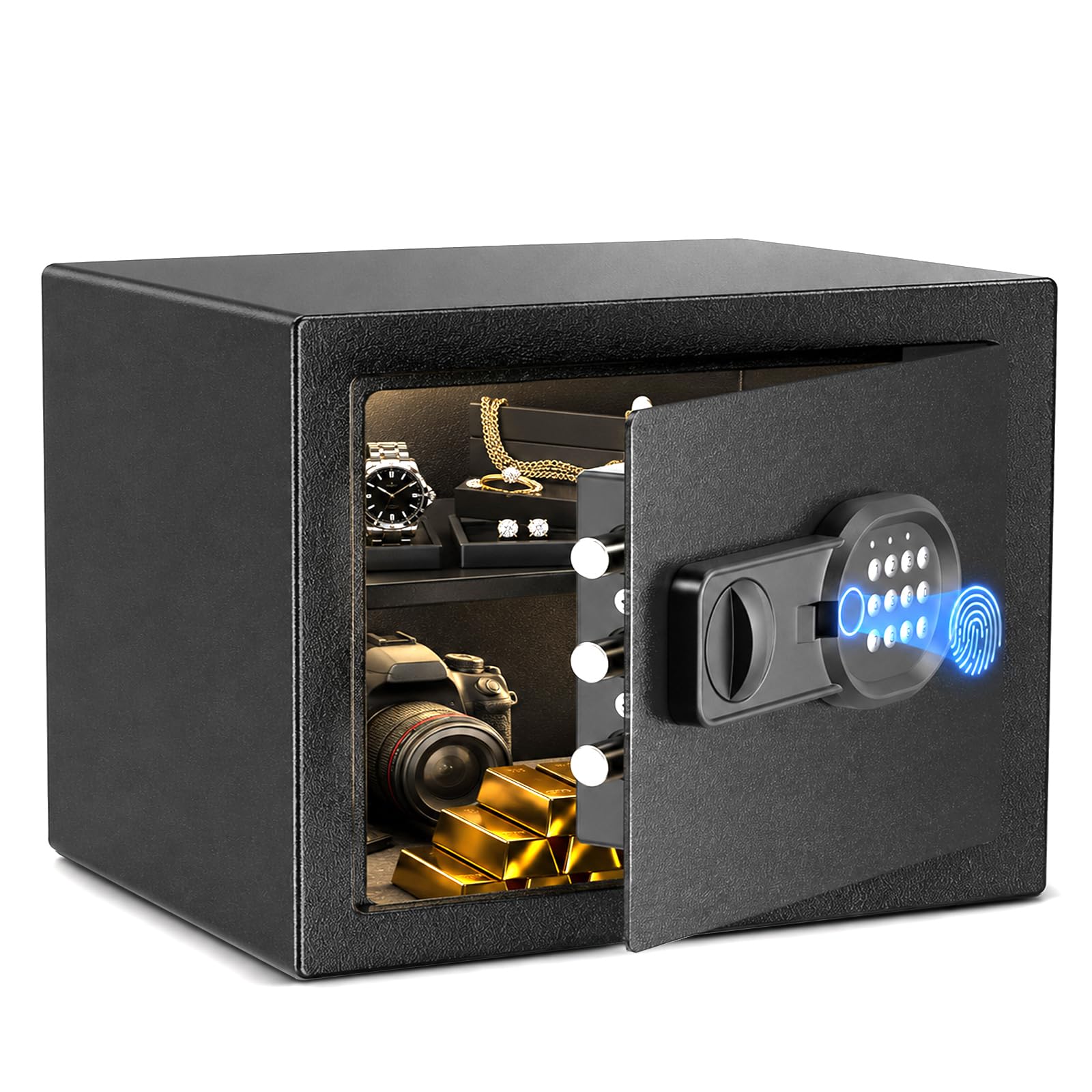 Coffre-fort pour meubles 25 l avec serrure à combinaison et empreintes digitales, résistant au feu, étanche, avec porte-monnaie ignifuge, coffre-fort de sécurité pour la maison, le bureau