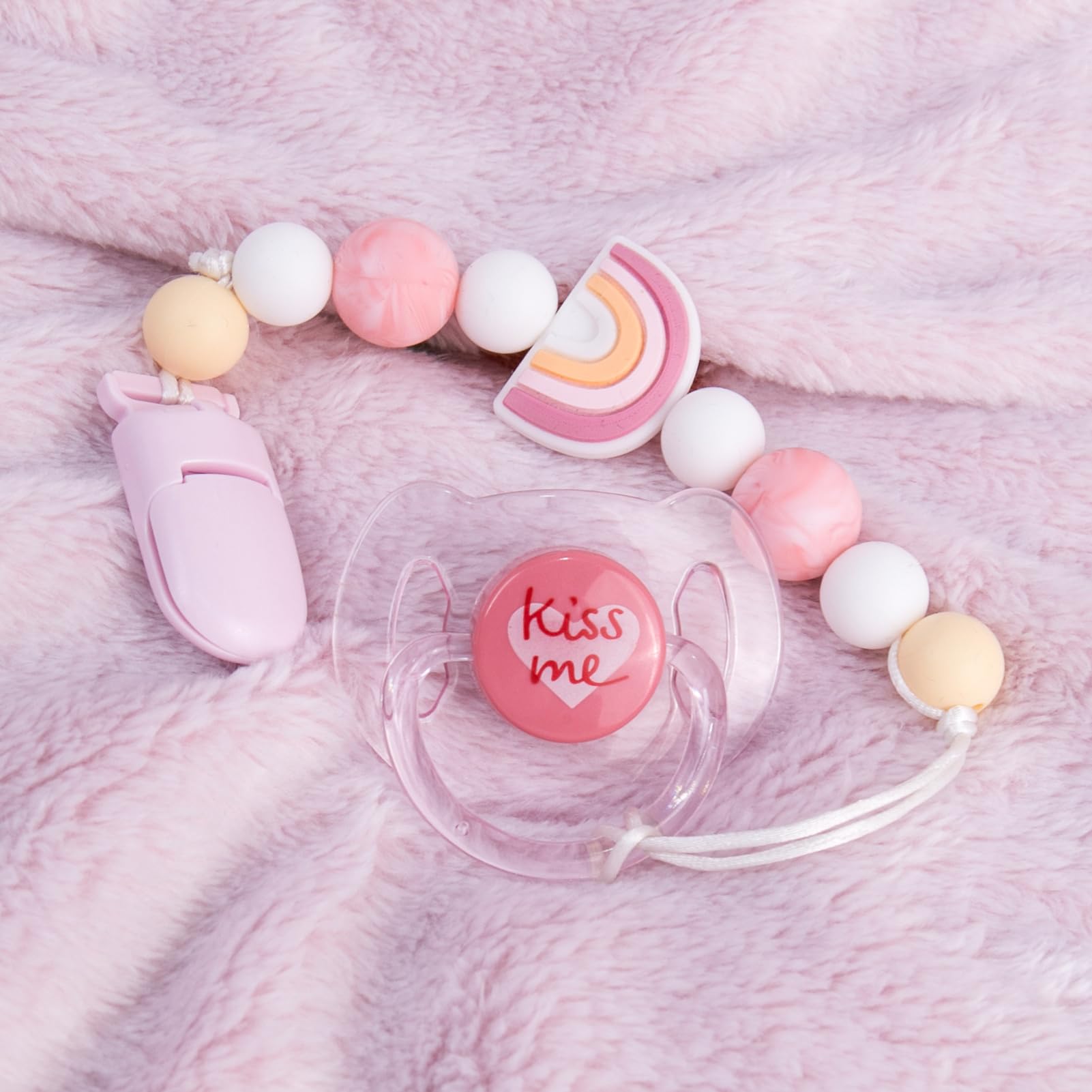 Clips para chupete Rebron Baby Dolls Soportes de chupete Clips de silicona Paci con Paci magnético - Rosa 7