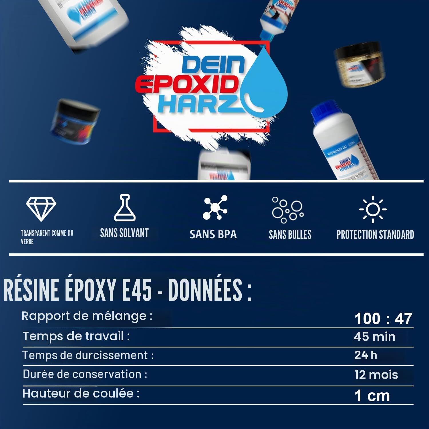 Resine epoxy transparente 10,2 kg | Qualité professionnelle limpide et à faible odeur | Résine coulée pour bois + gants gratuits, y compris les instructions en français