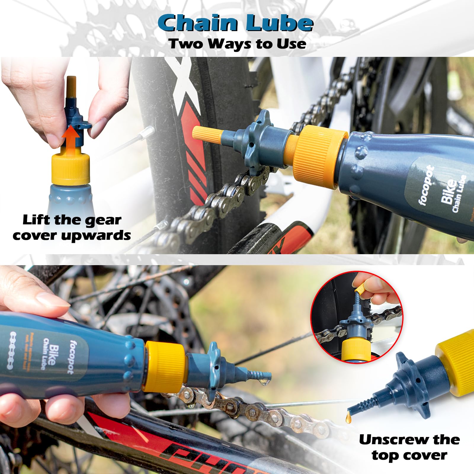 focopot Kit de limpieza de bicicleta con limpiador de cadena de bicicleta, limpiador de bicicletas, depurador, lubricante de aceite, herramienta de cepillo de limpieza, kit de limpieza perfecto para