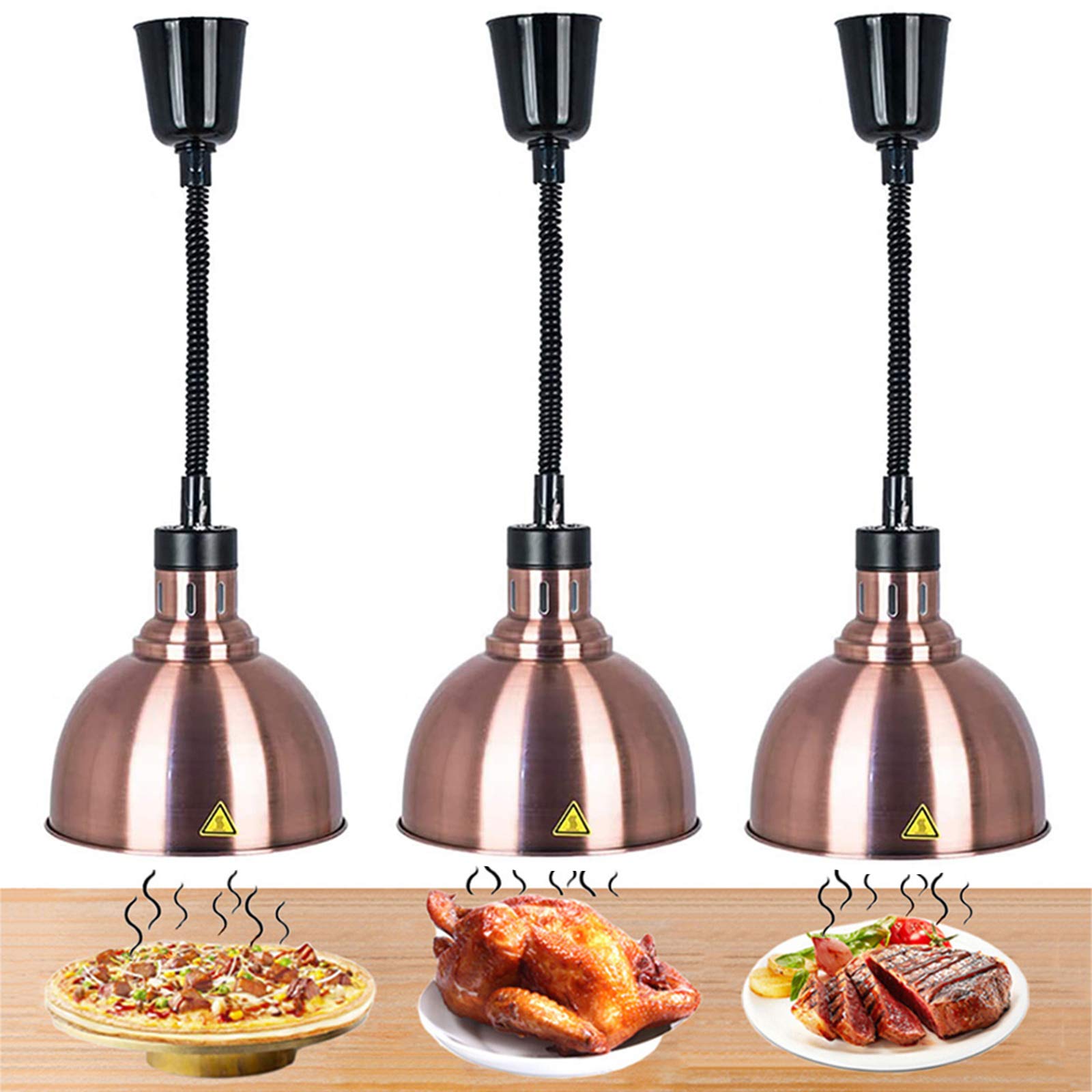 Commercial Lampe Chauffante pour Aliments, Rétractable Lampe Chauffe-Plats 250w Ampoules, Fournitures Professionnelles D'équipement de Cuisine D'hôtel 220v, Lot de 3