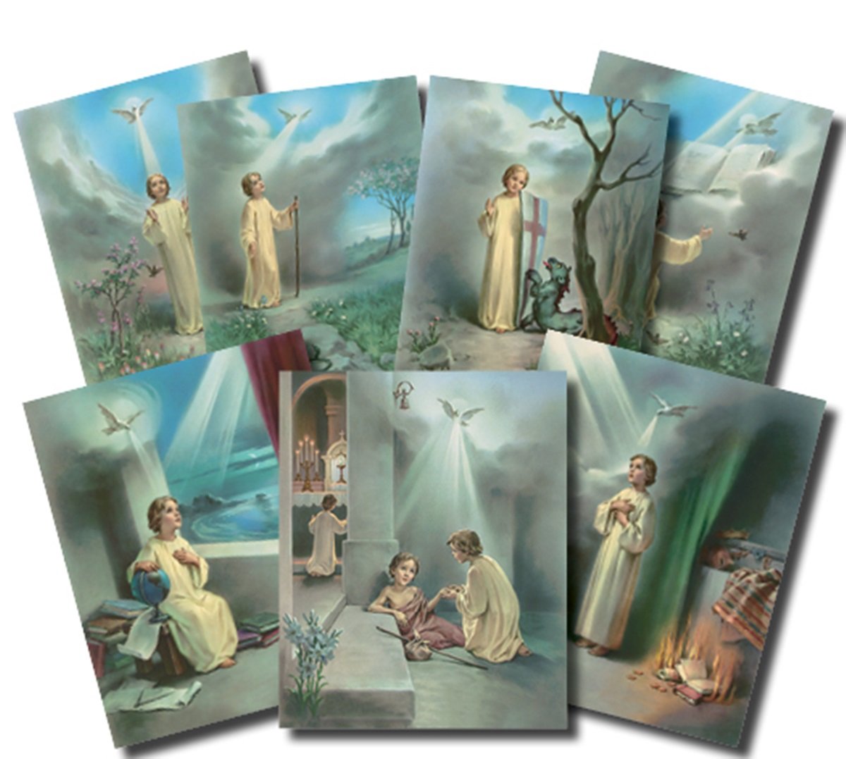 Catholic Posters Seven Gifts of The Holy Spirit Illustrated Cardstock Poster Set, 7 Pieces, 10 Inch