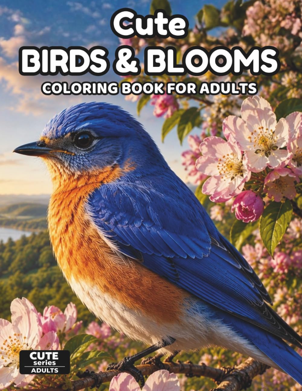 Cute Birds & Blooms Coloring Book for Adults: Relaxing Floral Bird Designs for Stress Relief and Creative Mindfulness with Single-Sided Pages (Cute Series for Adults)