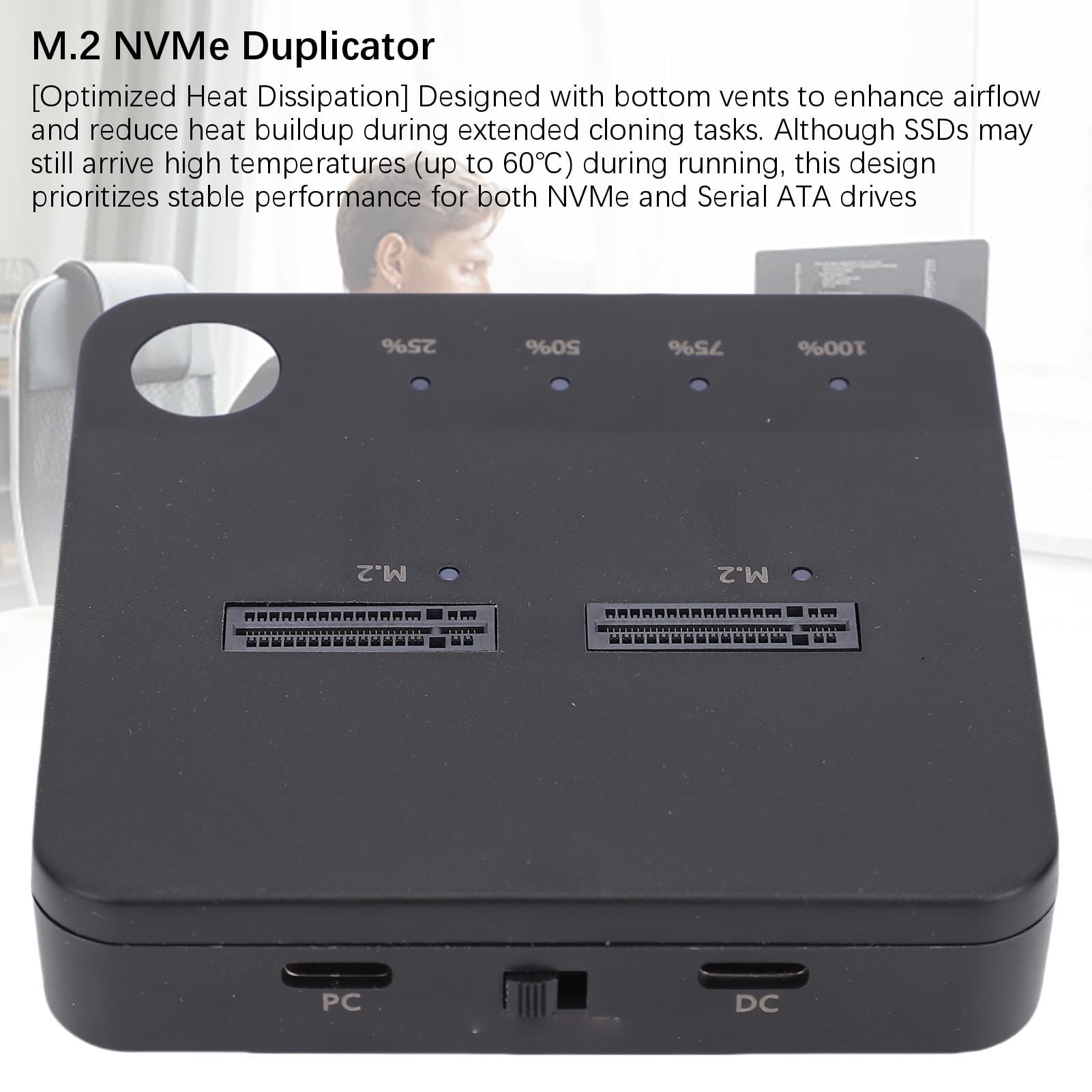 Cocoarm Stacja Dokująca M.2 NVMe Powielacz Dysku Twardego ABS M.2 20 Gb/s Dwukieszeniowe Klonowanie w Trybie Offline Zasilane Przez USB C Wykończenie UASP dla Techników IT Rozbudowa Domu