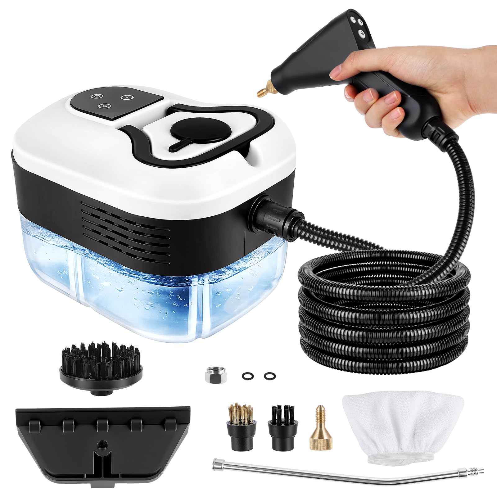 Nettoyeur vapeur, 4,5 bar, nettoyeur vapeur à 6 niveaux, temps de chauffe de 15 secondes, réservoir d'eau de 1,2 l, vapeur portable pour voiture, carrelage, maison, cuisine, fenêtres, sol