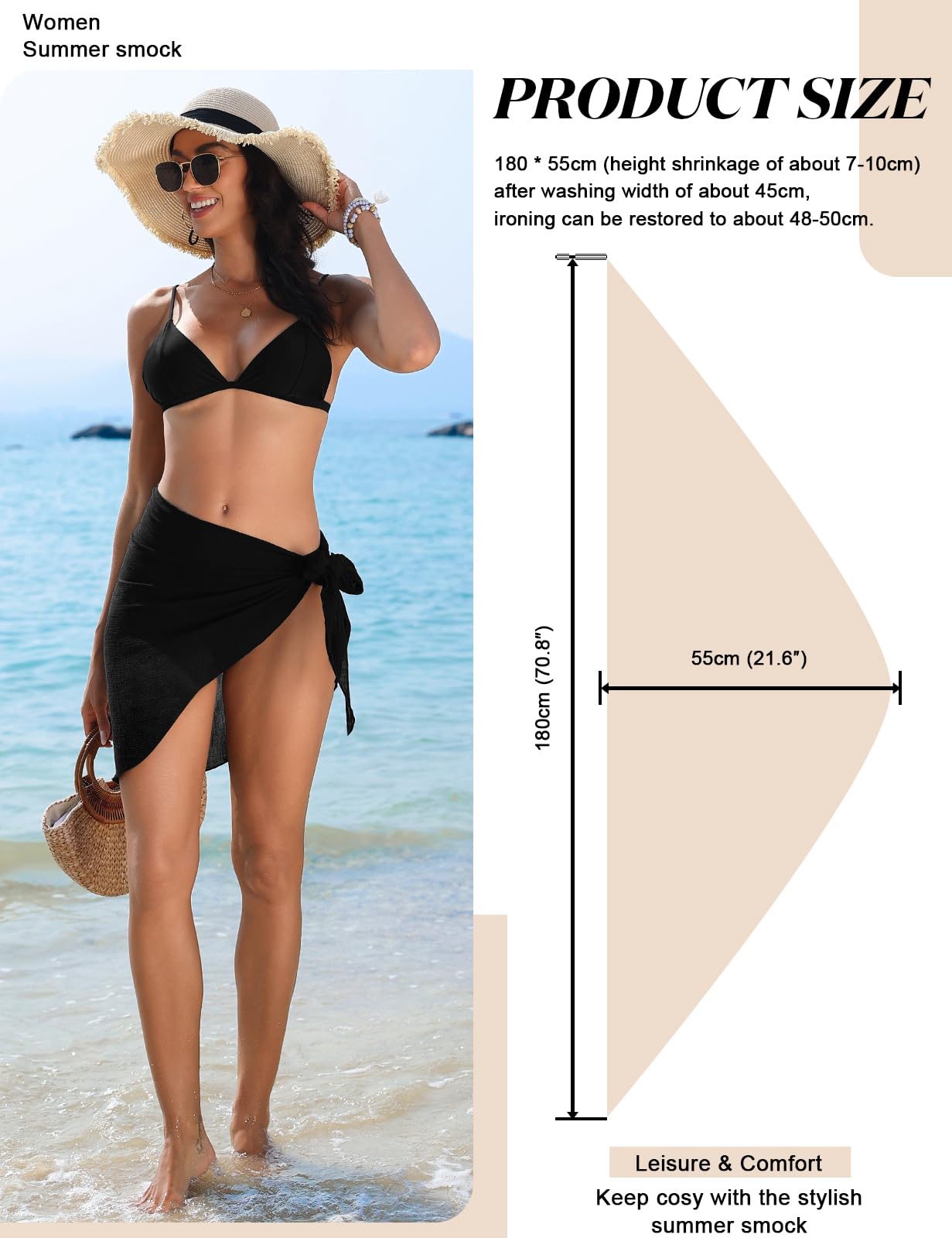 Tuopuda Pareo Damen Strand Sarong Tuch Wrap Vertuschung Sexy Wickelrock Beach Strandtuch zum Umbinden Wickeltuch Strandrock Strandurlaub Bikini Cover Up Tücher Für Badeanzug