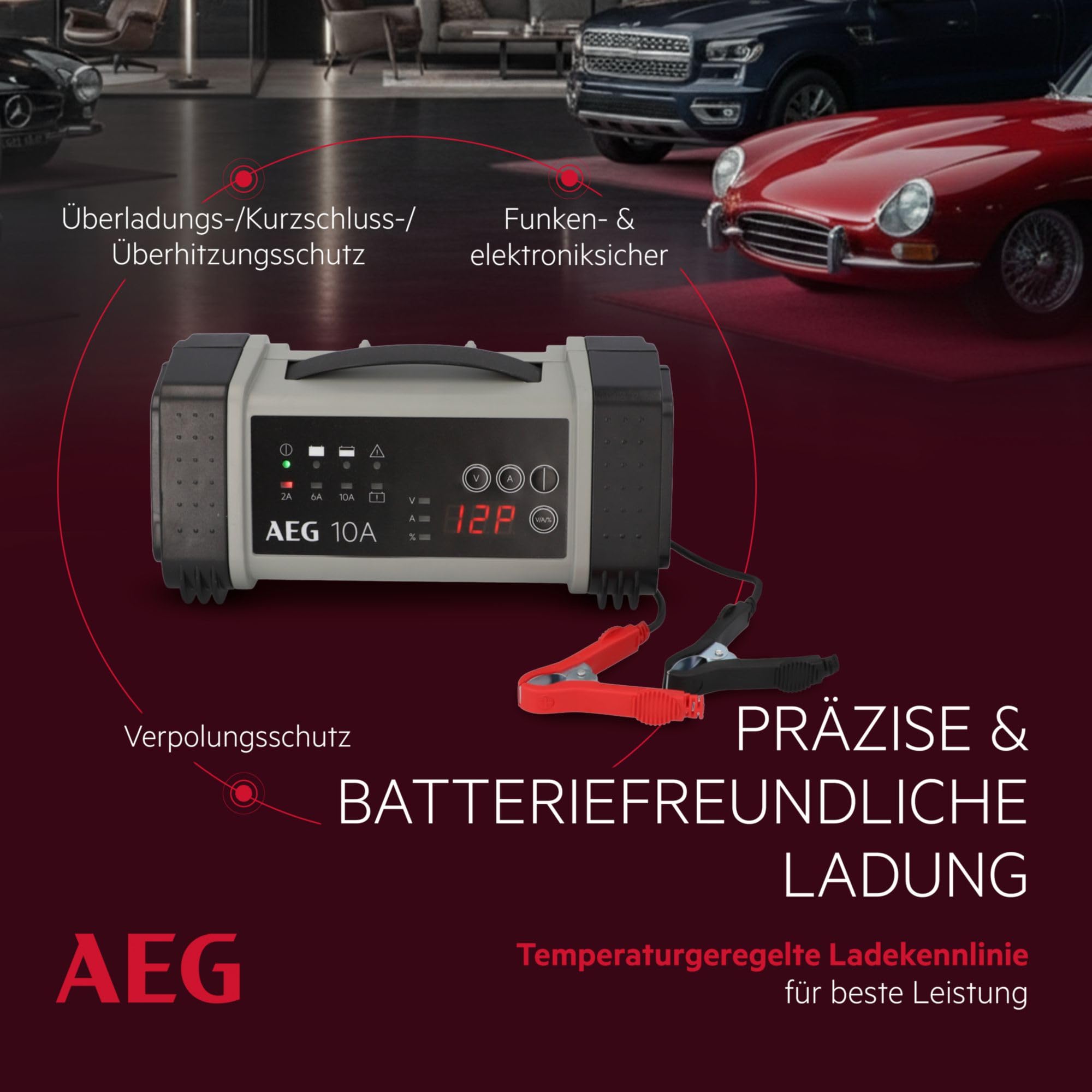 AEG Samochodowa ładowarka mikroprocesorowa 97024 LT 10 A do akumulatorów 12 i 24 V, 9-stopniowa, zasilacz i automatyczna kompensacja temperatury, LT10