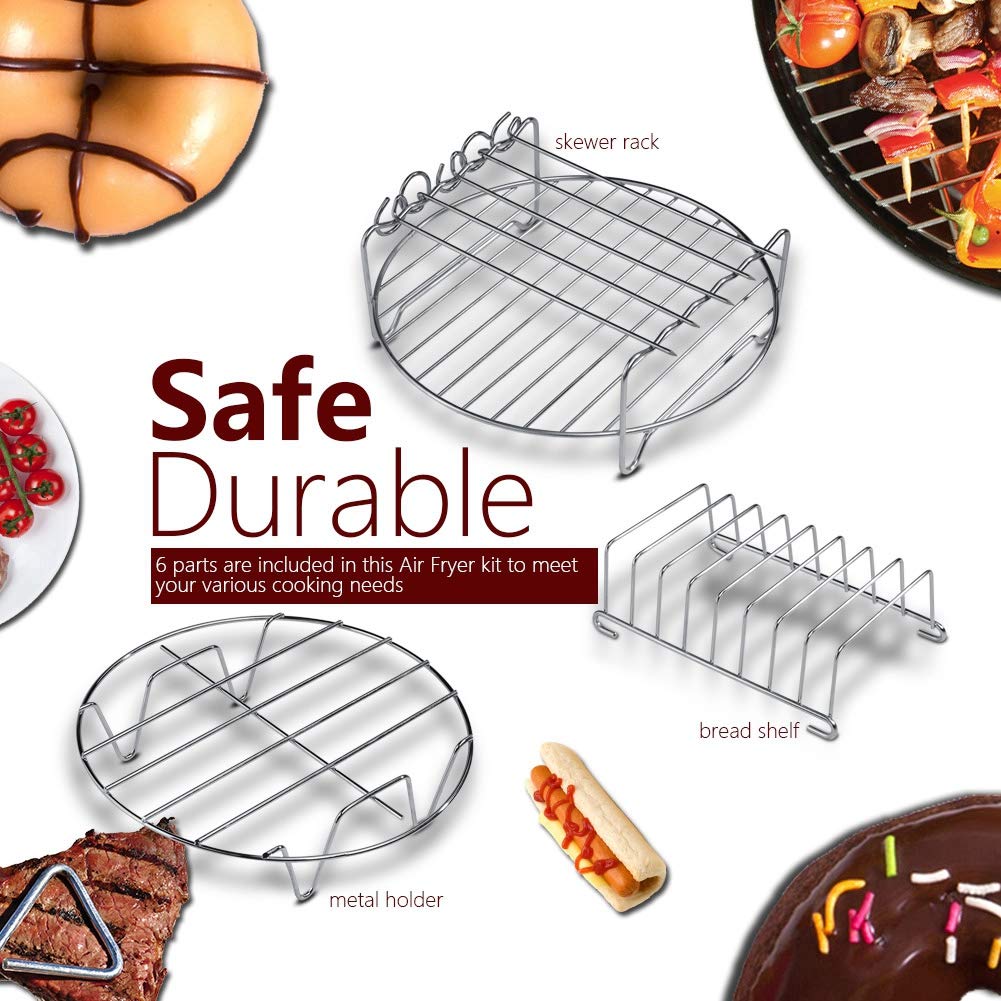 Kit di Accessori per friggitrice, Kit di Parti per friggitrice ad Aria Multifunzione Universale 6 in 1 per Barbecue, Cucina