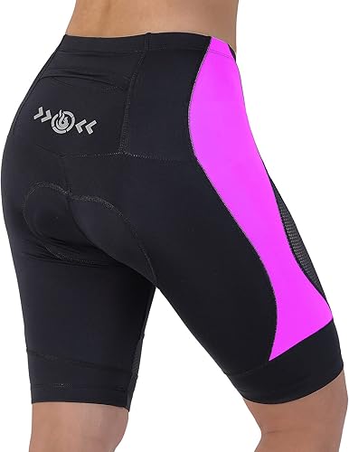 Pantalones cortos de ciclismo para mujer, con relleno de gel 3D con bolsillo, para interiores y exteriores, para ciclismo, spinning