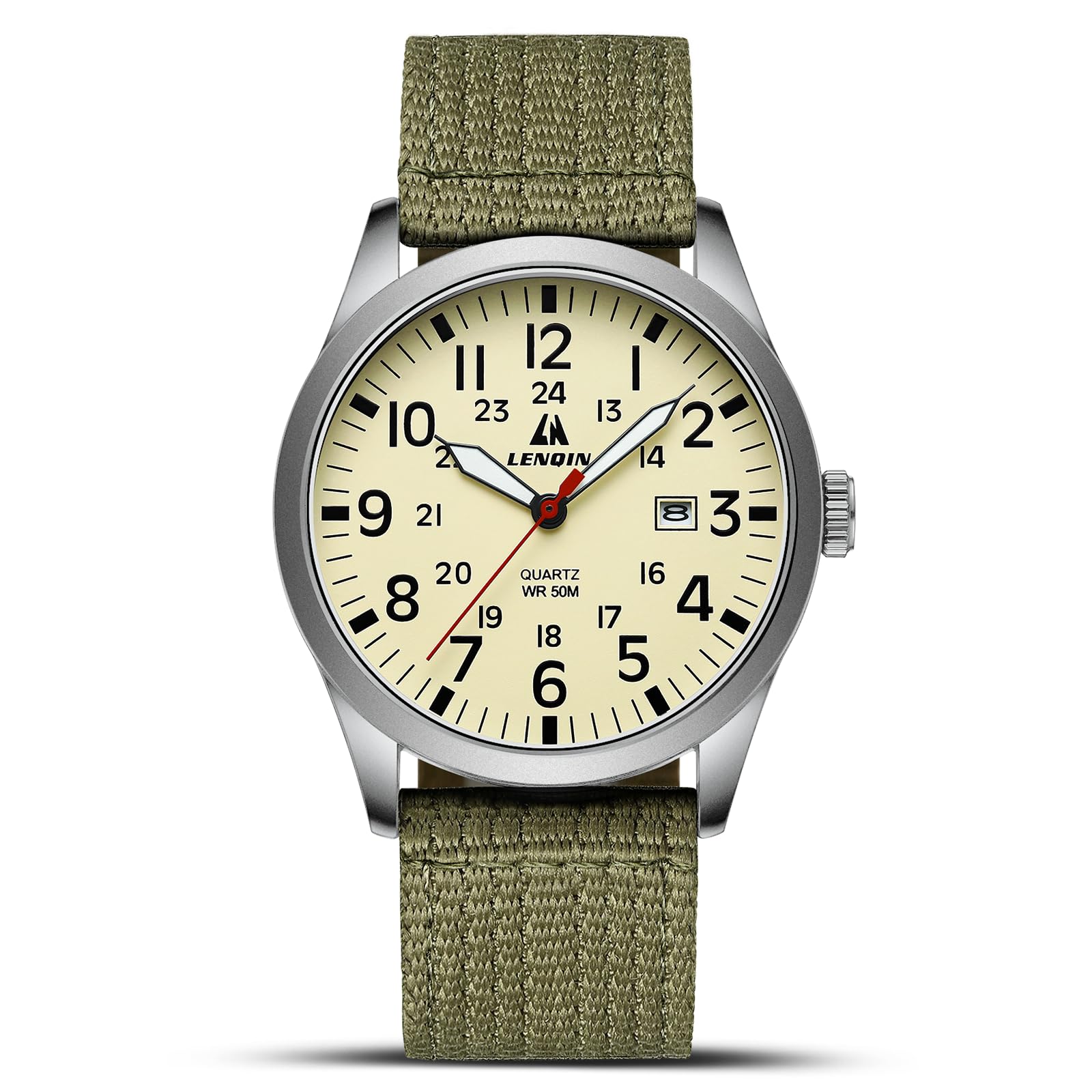 LN LENQIN Reloj Hombre Reloj Militar Reloj De Campo Relojes Analógicos Cuarzo para Hombres Relojes De Pulsera Impermeables con Fecha Correa Nailon Reloj Deportivo Táctico Militar