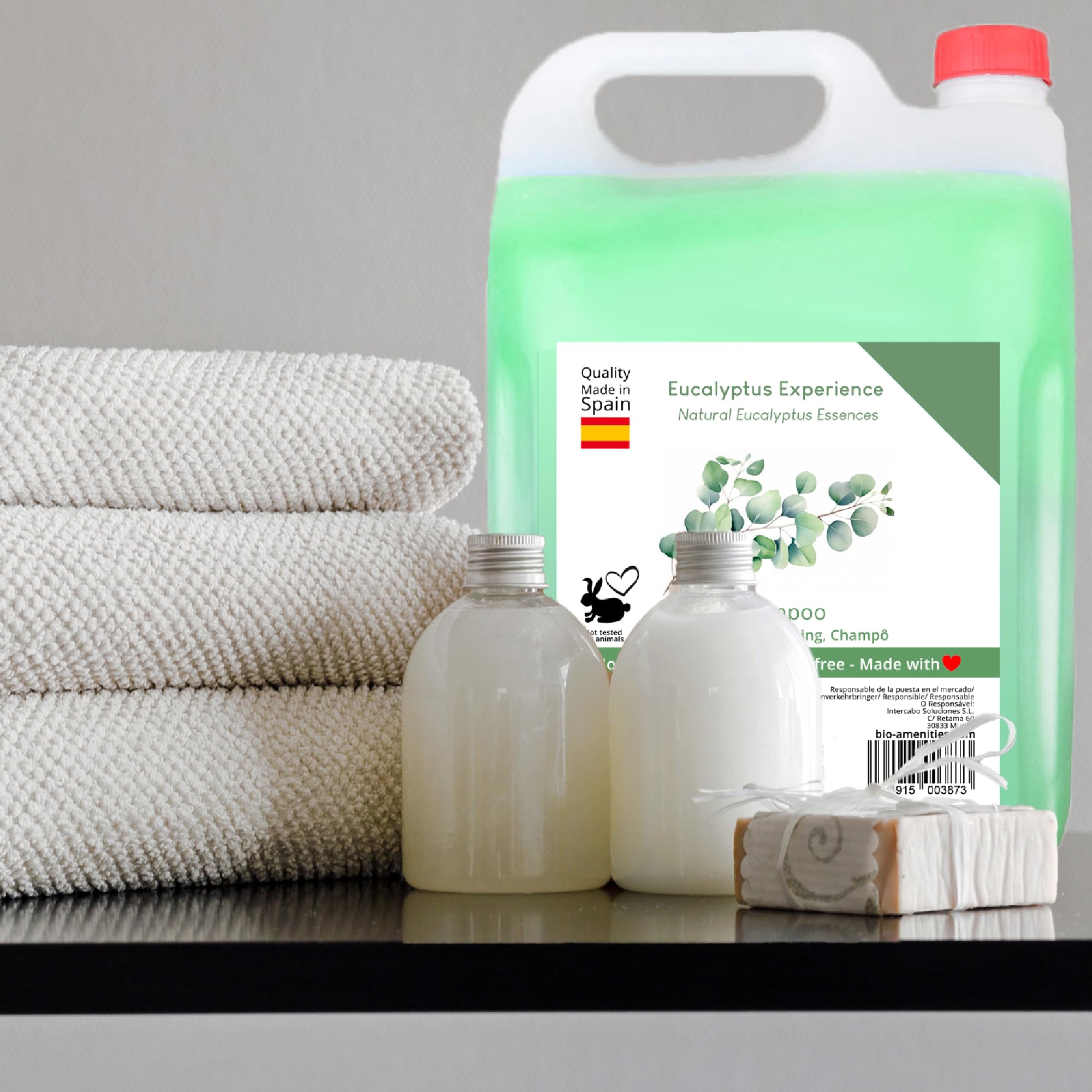Packung mit 4 Kanister Eukalyptus Shampoo - 5 Liter - Eukalyptus-Duft - Ideal für Seifenspender - Nachfüllpack - Geeignet für alle Haartypen
