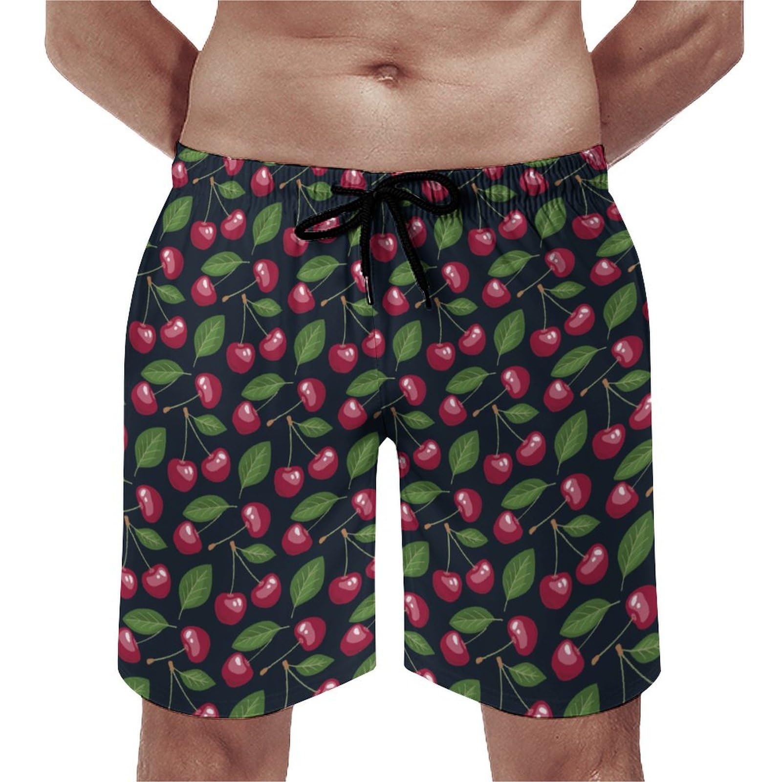 WQOPBS Cherry Fruit Pattern Shorts Men Casual Beach Short Pant Quick Dry Board Trunks Elastic Waist Exercise Pants Hiking Bottoms