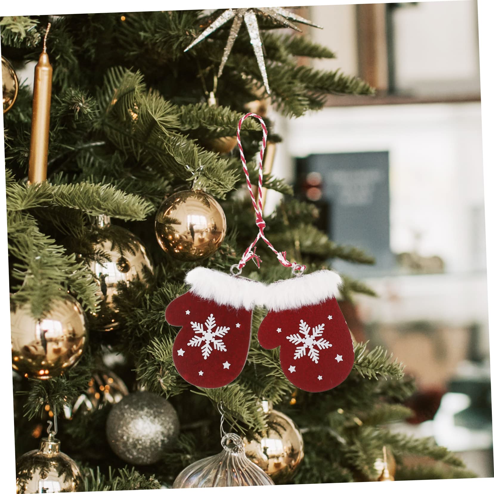 Cabilock 4 Juegos De Adornos Navideños Colgante De Árbol De Navidad con Forma De Reno Estrellas Navideñas Luces LED De Hadas Adorno Navideño De Esquí Guirnalda Dorada Decoración