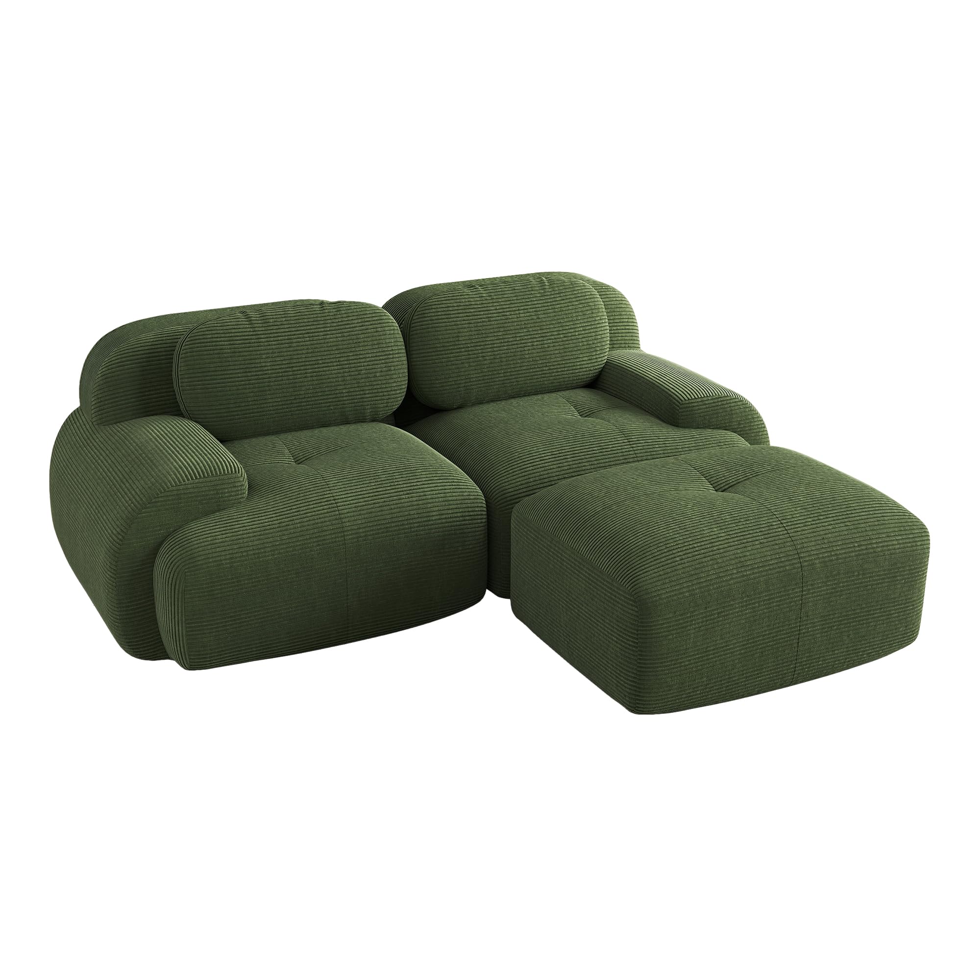 Modulares Ecksofa Rahmenlos Cord 2-Sitzer Boneless Sofa Green