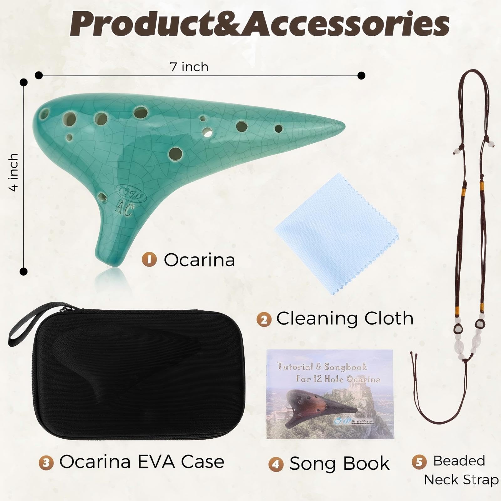 OcarinaWind® 12 Hole Ocarina Exquisite Craft of Blue Ice-crack