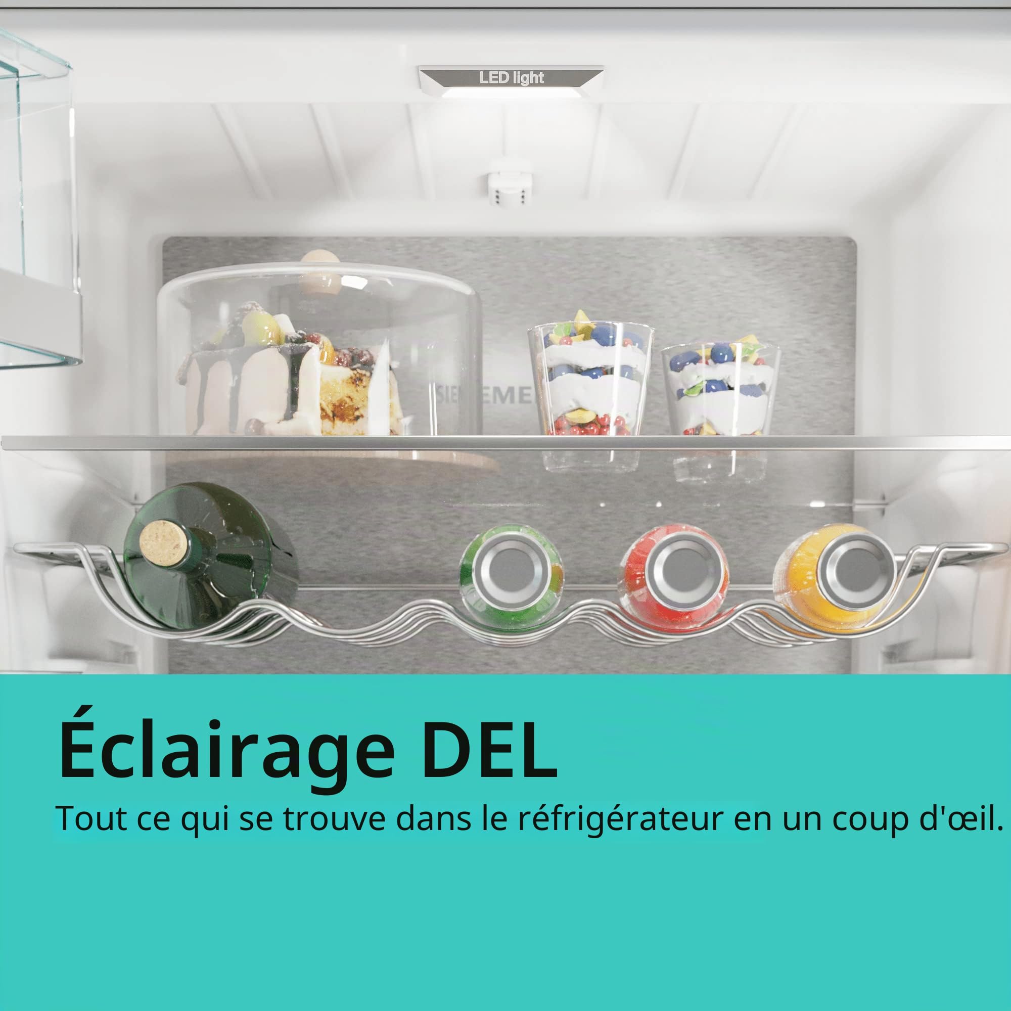 Siemens KI42LADD1 iQ500 Réfrigérateur encastrable avec congélateur, 122,5 x 56 cm, fabriqué en Allemagne, hyperFresh, contrôle électronique de la température, autoAirflow, alarme de porte