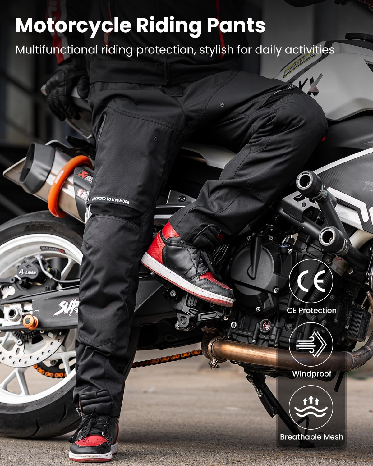 ILM Motorcycle Riding Pants Men CE Armored Motocross Touring All Season Protective P04 (L,30L) - Image 2