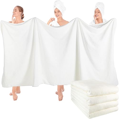 Preboun 4 toallas de baño de vellón de gran tamaño, 40 x 80 pulgadas, toallas de baño extra grandes de microfibra coral terciopelo coral altamente