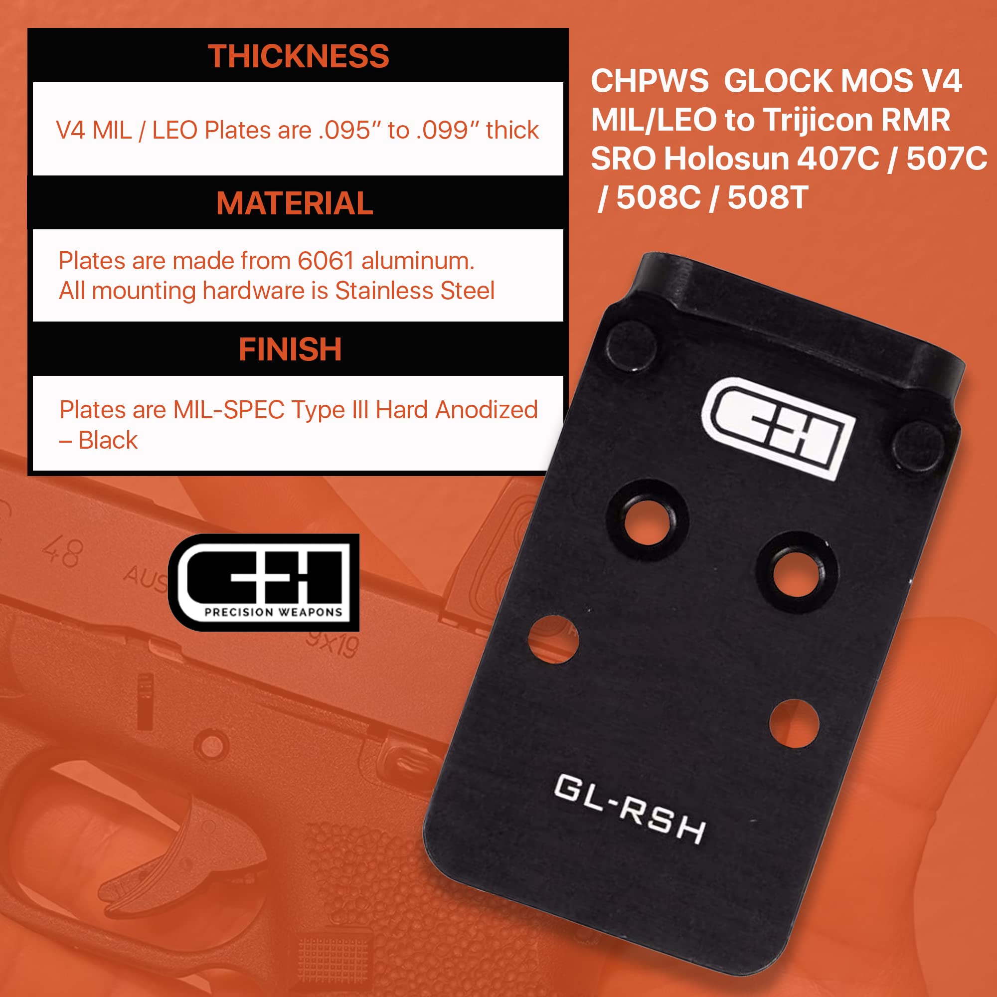 Buy CHPWS Glock MOS Plate V4 MIL Glock Accessories Handgun Sight