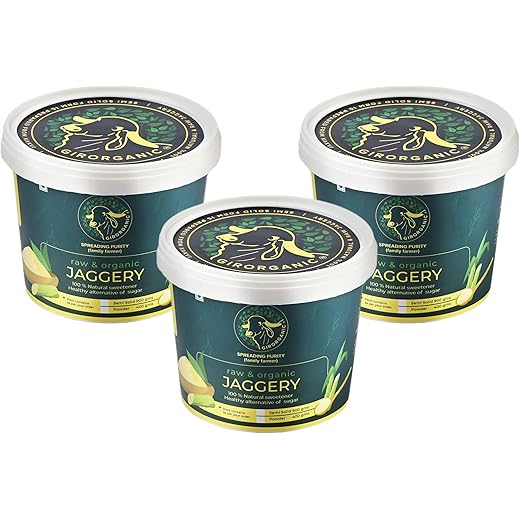 Girorganic Sugarcane Organic Jaggery Powder| No Preservative| Unrefined|100% Natural (Pack of 3)