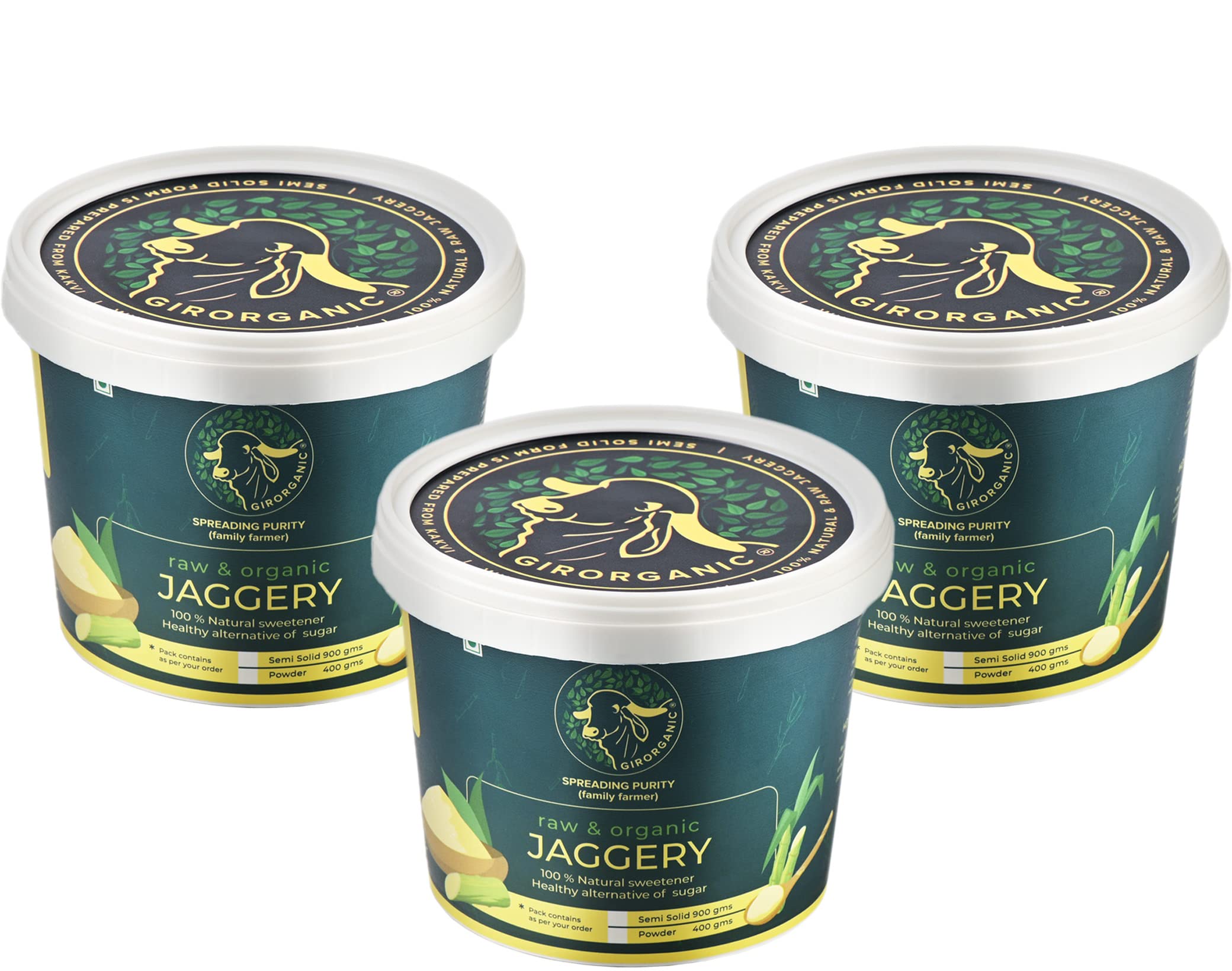 Girorganic Sugarcane Organic Jaggery Powder| No Preservative| Unrefined|100% Natural (Pack of 3)