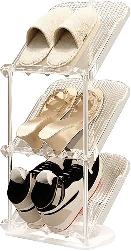 YYW Zapatero estrecho vertical para entrada, organizador de almacenamiento de zapatos para espacios pequeños, transparente, alto, delgado, para