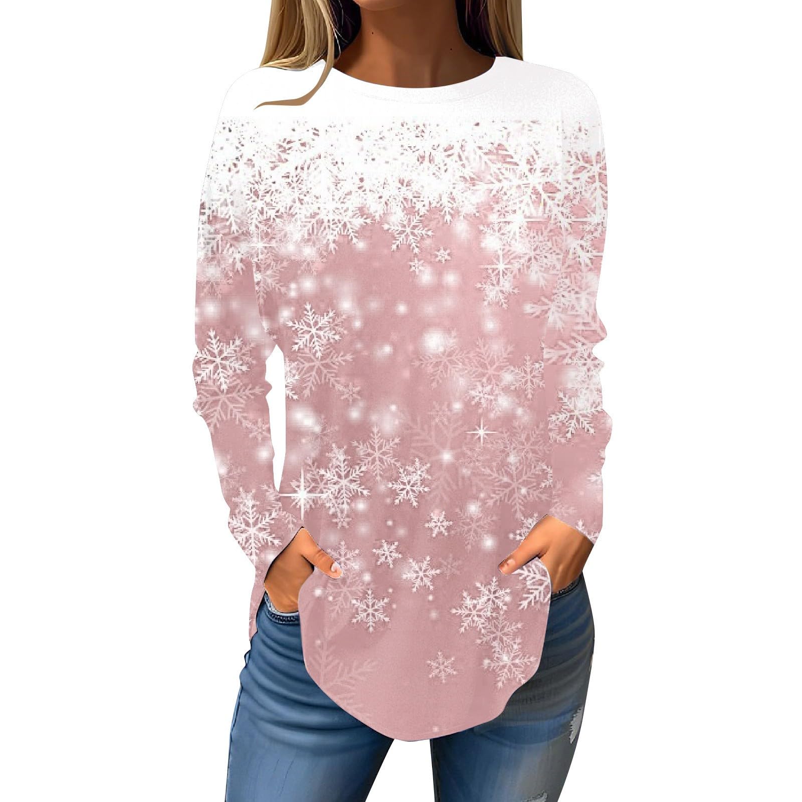 Women's Christmas Jumpers Men Pullover Fall Casual Long Sleeve Sweatshirt Retro Printing Party Top Pullover, S-3XL