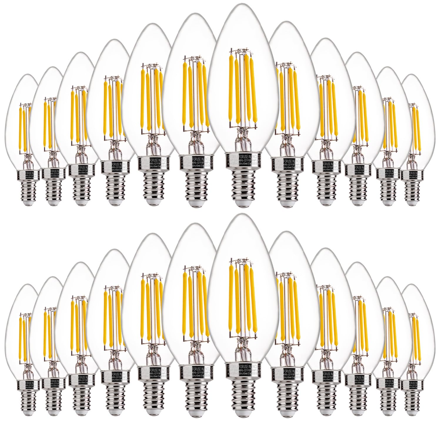 flsnt 60w equivalent led chandelier light bulbs, dimmable led b11 e12 candelabra base bulbs, 3500k natural white, 550lm, 24 pack ul,ca65 listed.