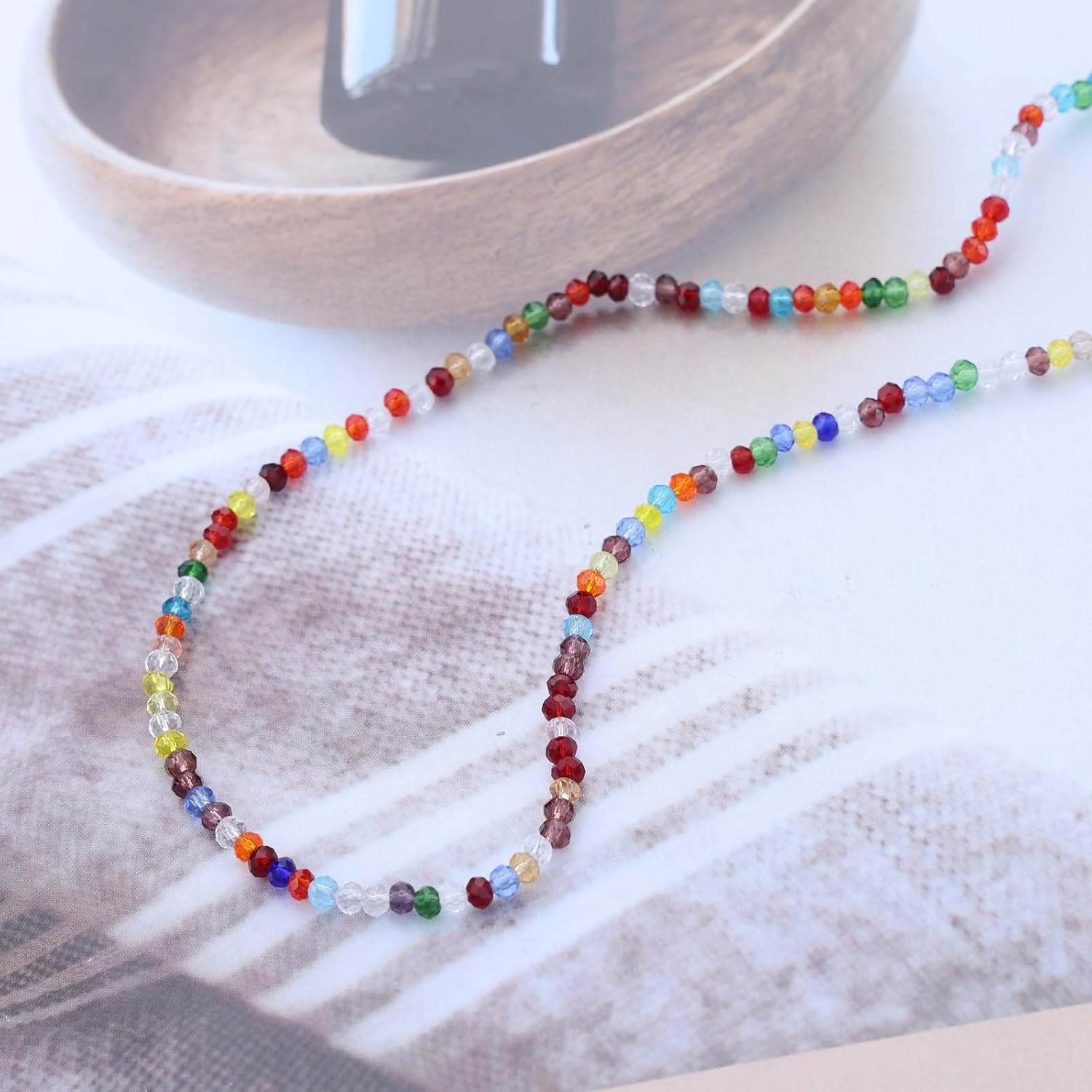 Andelaisi Boho Rainbow Seed Bead Necklace Vintage Cute Seed Bead Choker Necklace Colorful Rice Bead Necklace Multicolored Seed Beaded Chain Necklace Jewelry for Women - Image 4