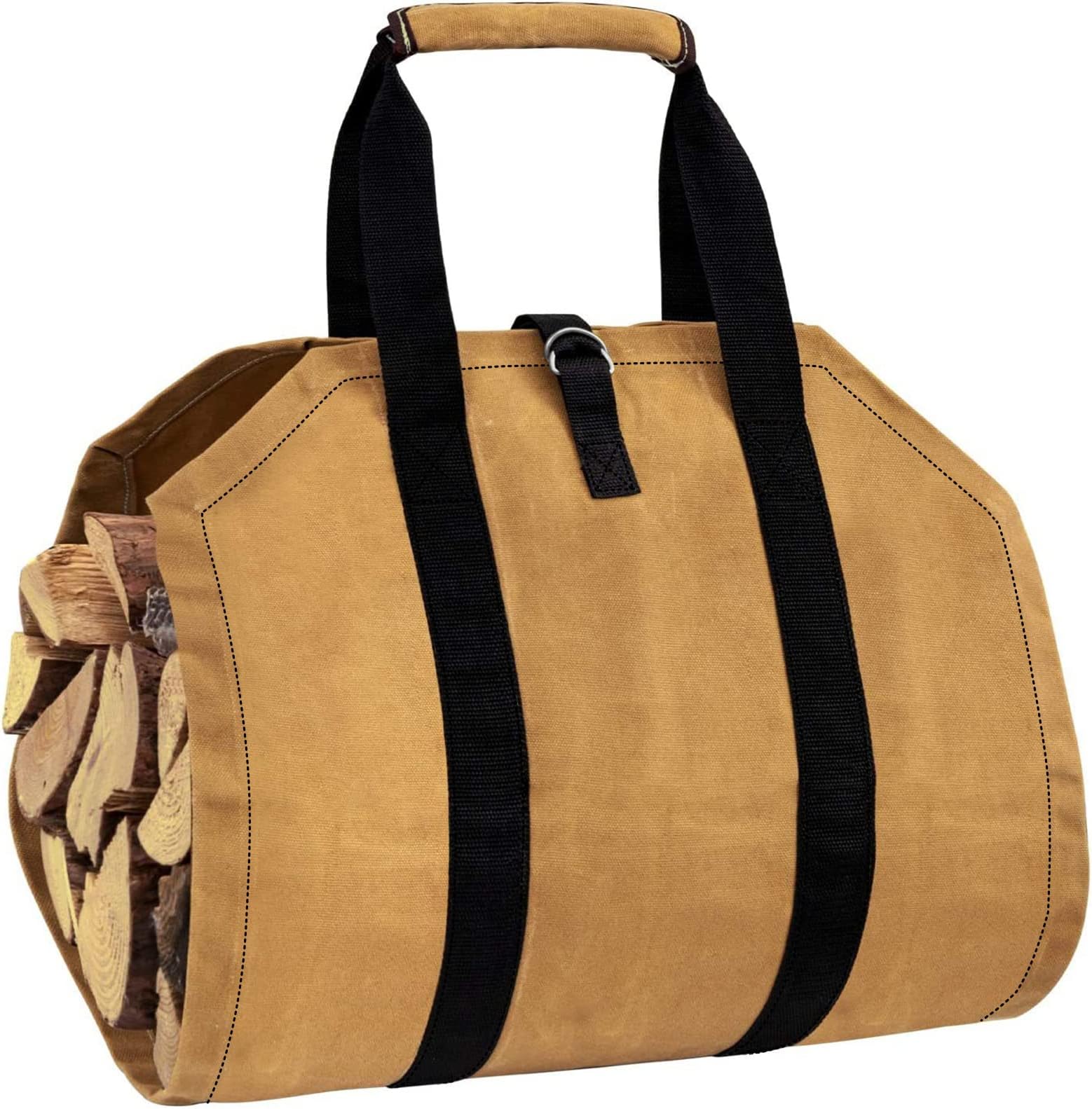 Amazon.com: Coverify Canvas Log Carrier Bag Heavy Duty Water Resistant ...