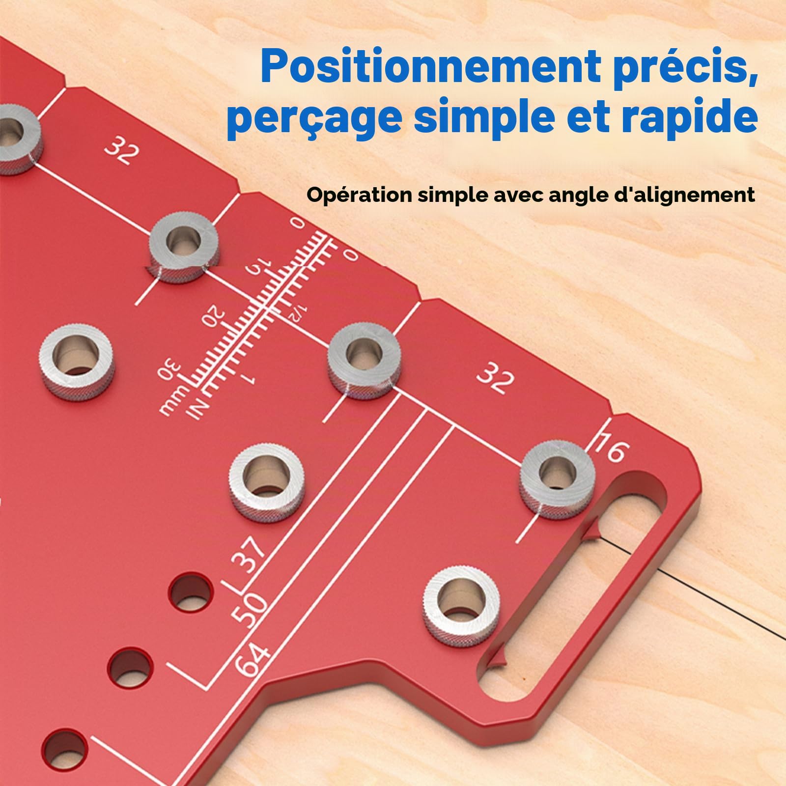 Gabarit de goupille d'étagère 2 en 1, fonction de serrage autonome, tout en métal, avec 7 forets, outil de perçage pour étagère, guide de perçage pour matériel de cabinet