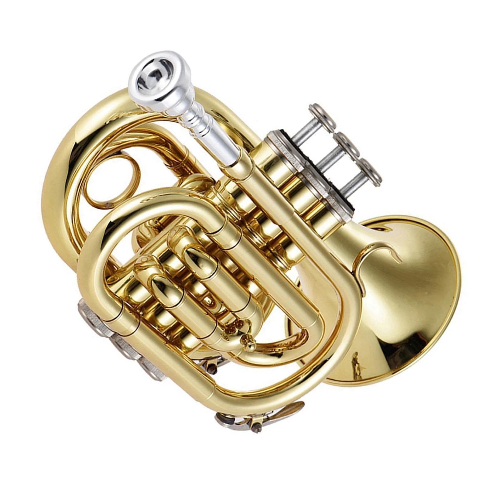 Instrument Muzyczny Trąbka Miniaturowa Trąbka Bb Brass Instrument Z Rękawiczkami I Futerałem(Gold)