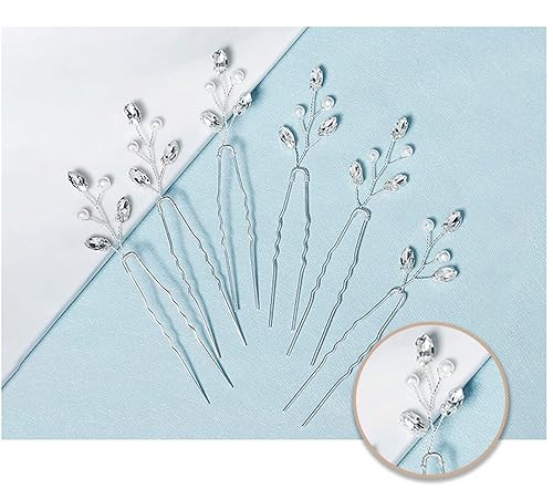 Miniatura 3 de Accesorios para el cabello para mujer, juego de horquillas de boda, joyería para mujer, flor plateada, pinzas de perlas, novias, tocados, damas de