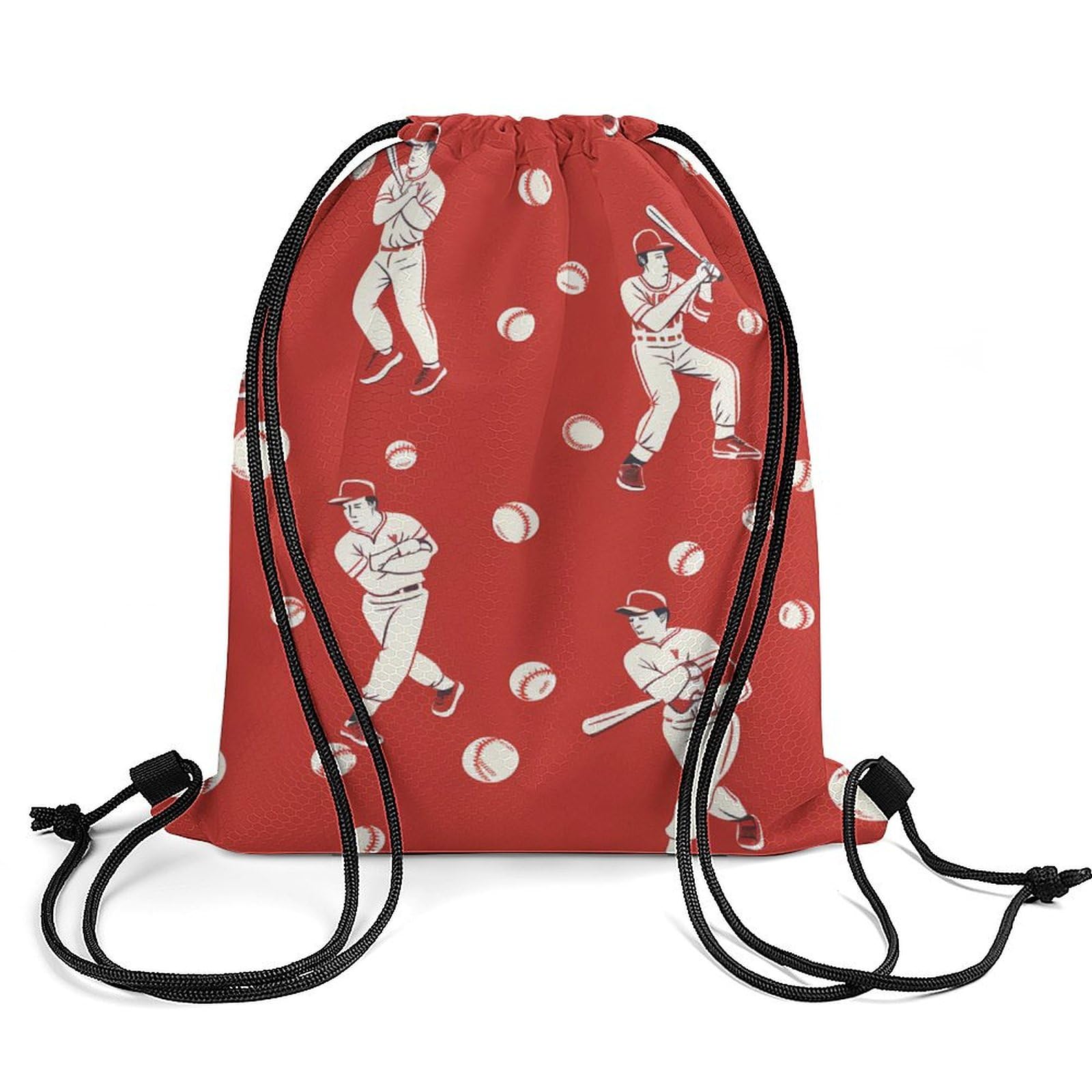 Baseball Player Drawstring Backpack Durable Sport Gym Bags Daypack for Men Women 35 * 42cm
